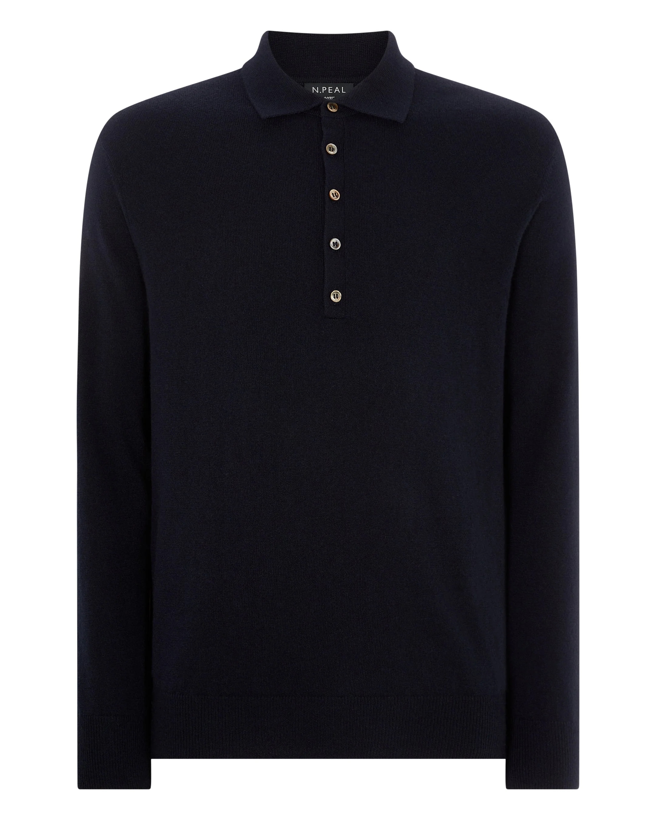007 5 Button Cashmere Polo Shirt Navy Blue - Image 3