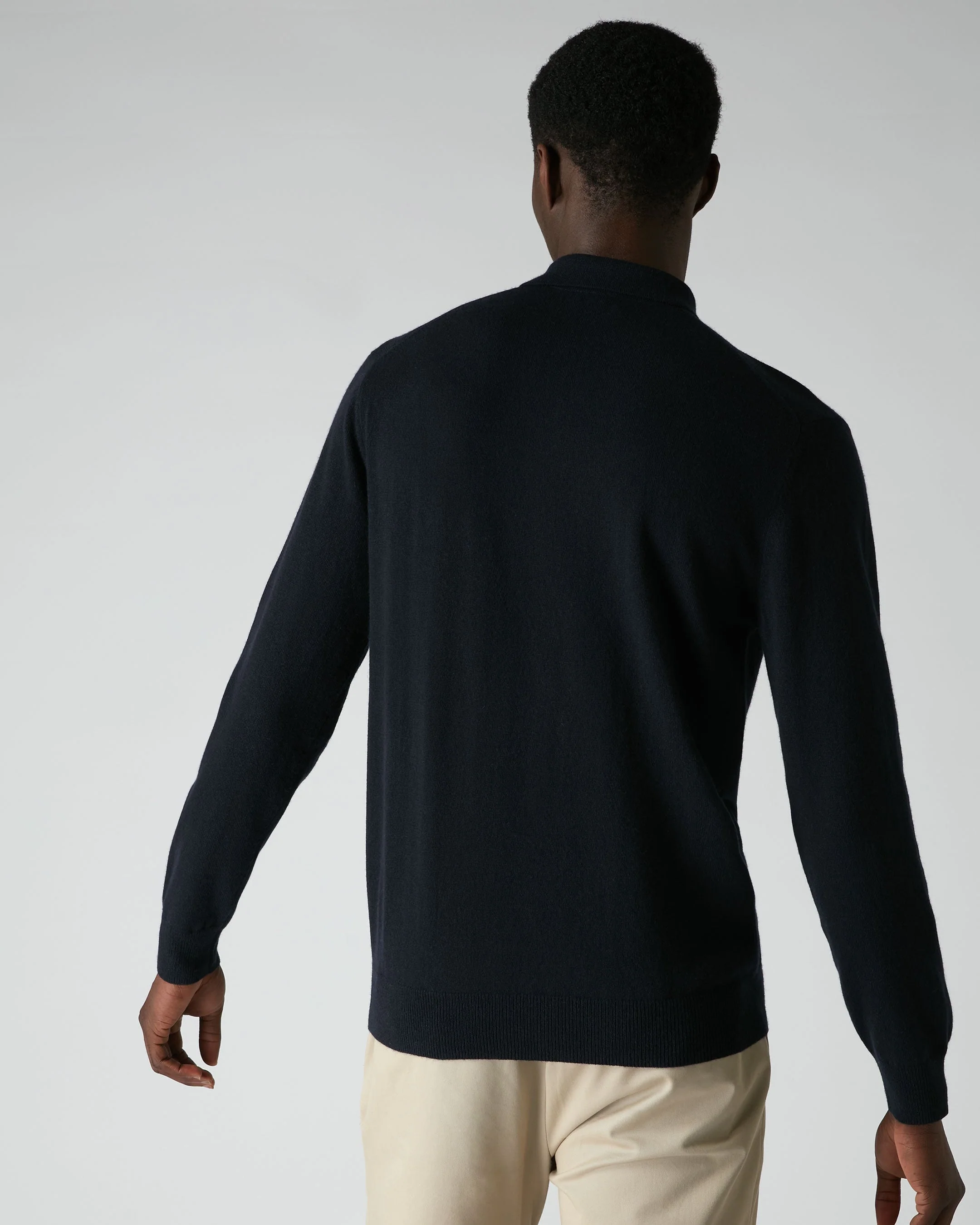 007 5 Button Cashmere Polo Shirt Navy Blue - Image 6