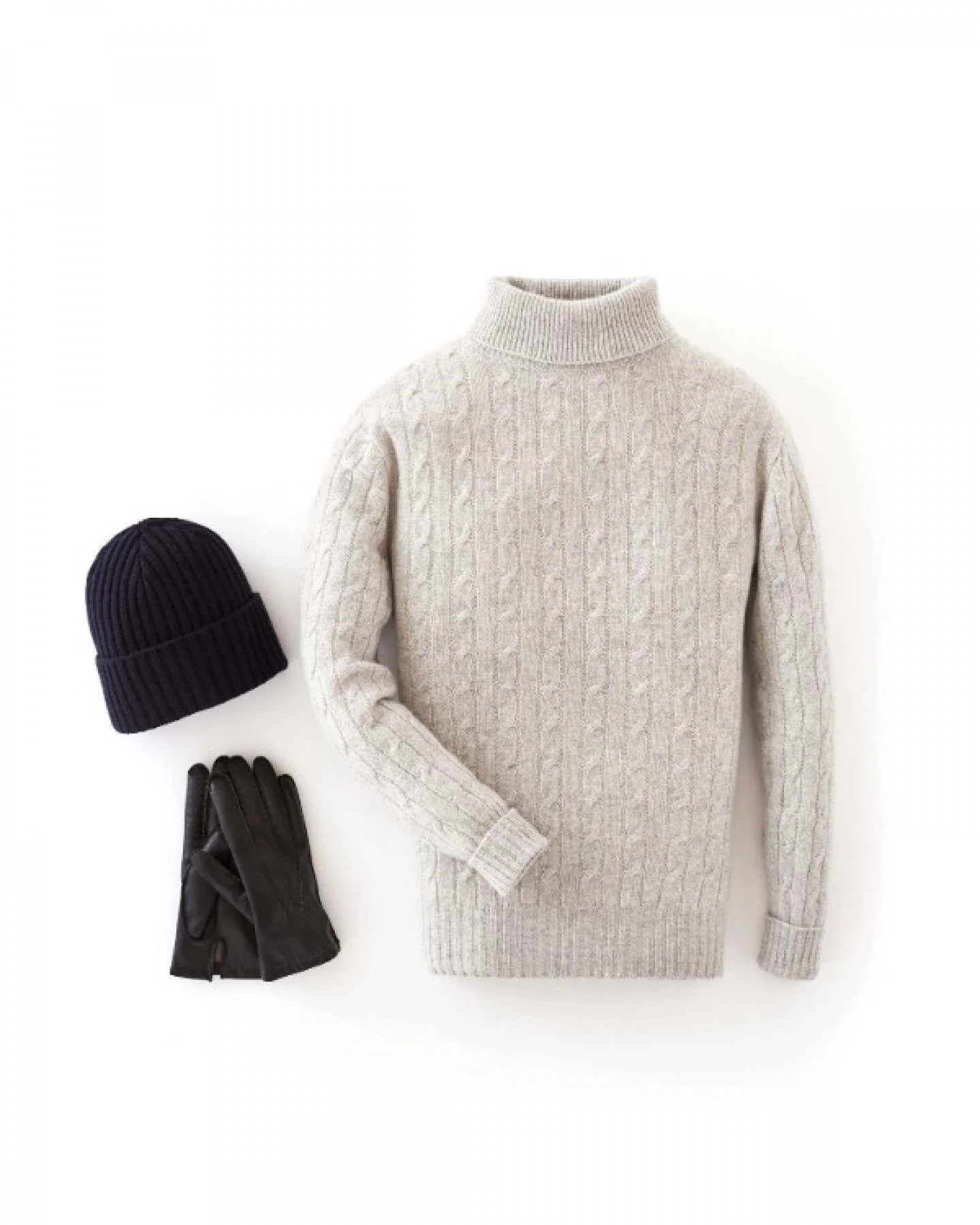 007 Cable Roll Neck Cashmere Jumper Fumo Grey - Image 7