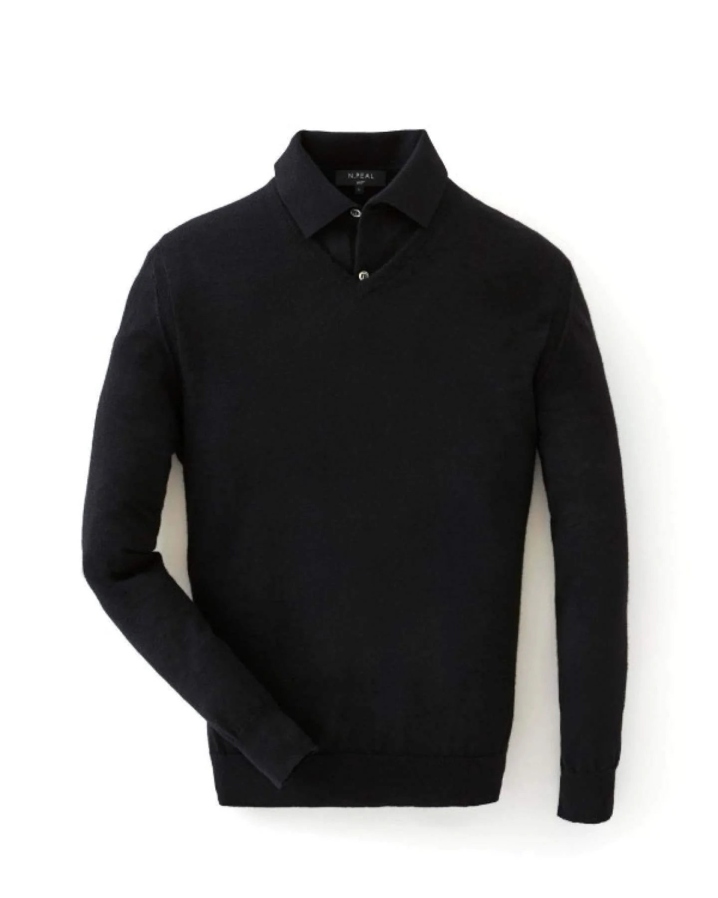 007 Fine Gauge Cashmere V Neck Jumper Black - Image 8