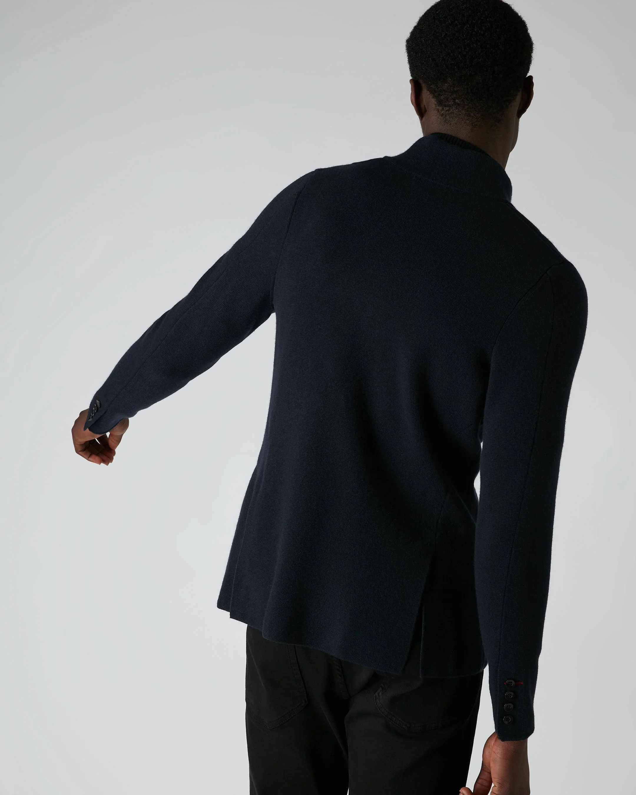 007 Milano Knitted Cashmere Jacket Navy Blue - Image 6