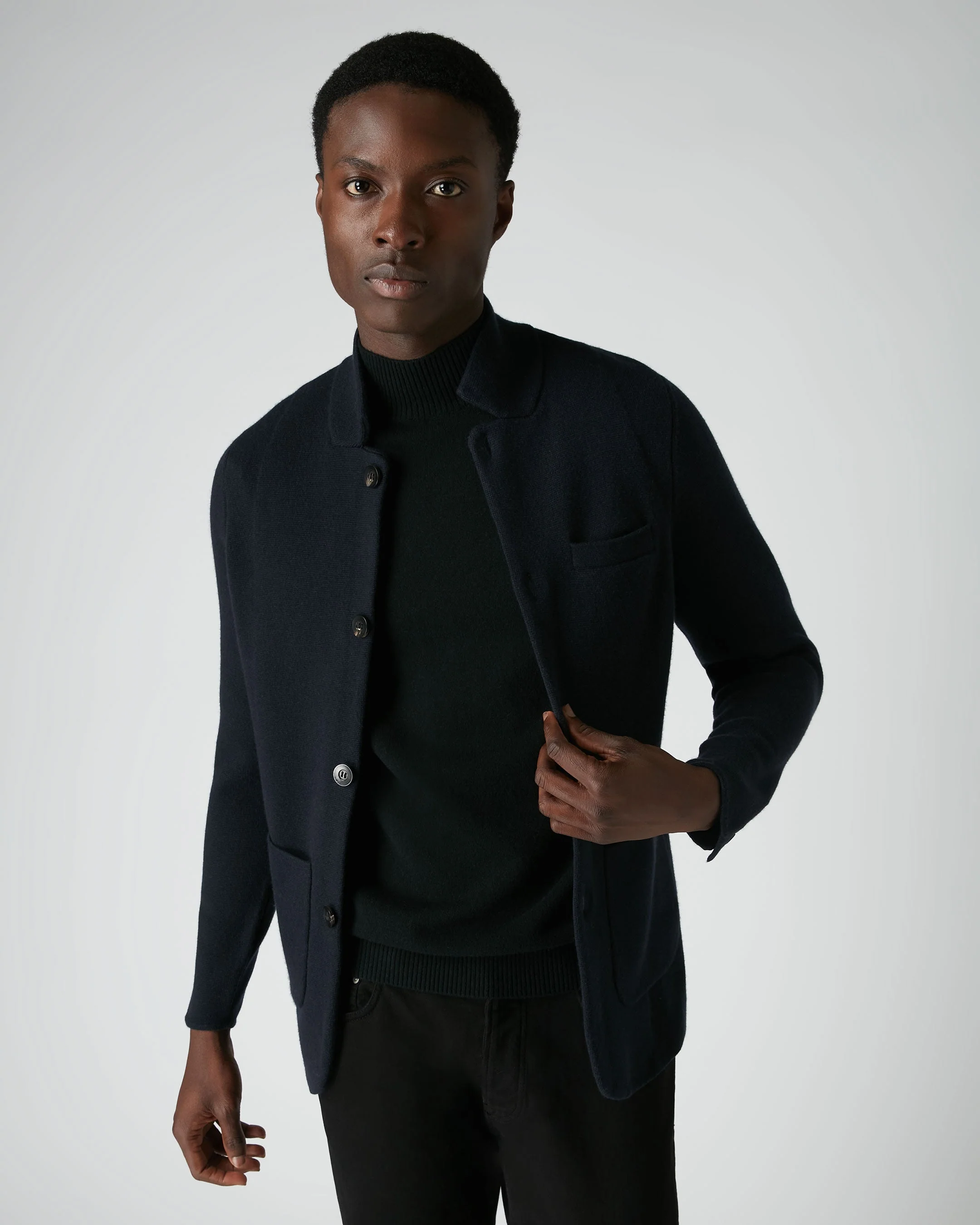 007 Milano Knitted Cashmere Jacket Navy Blue - Image 7