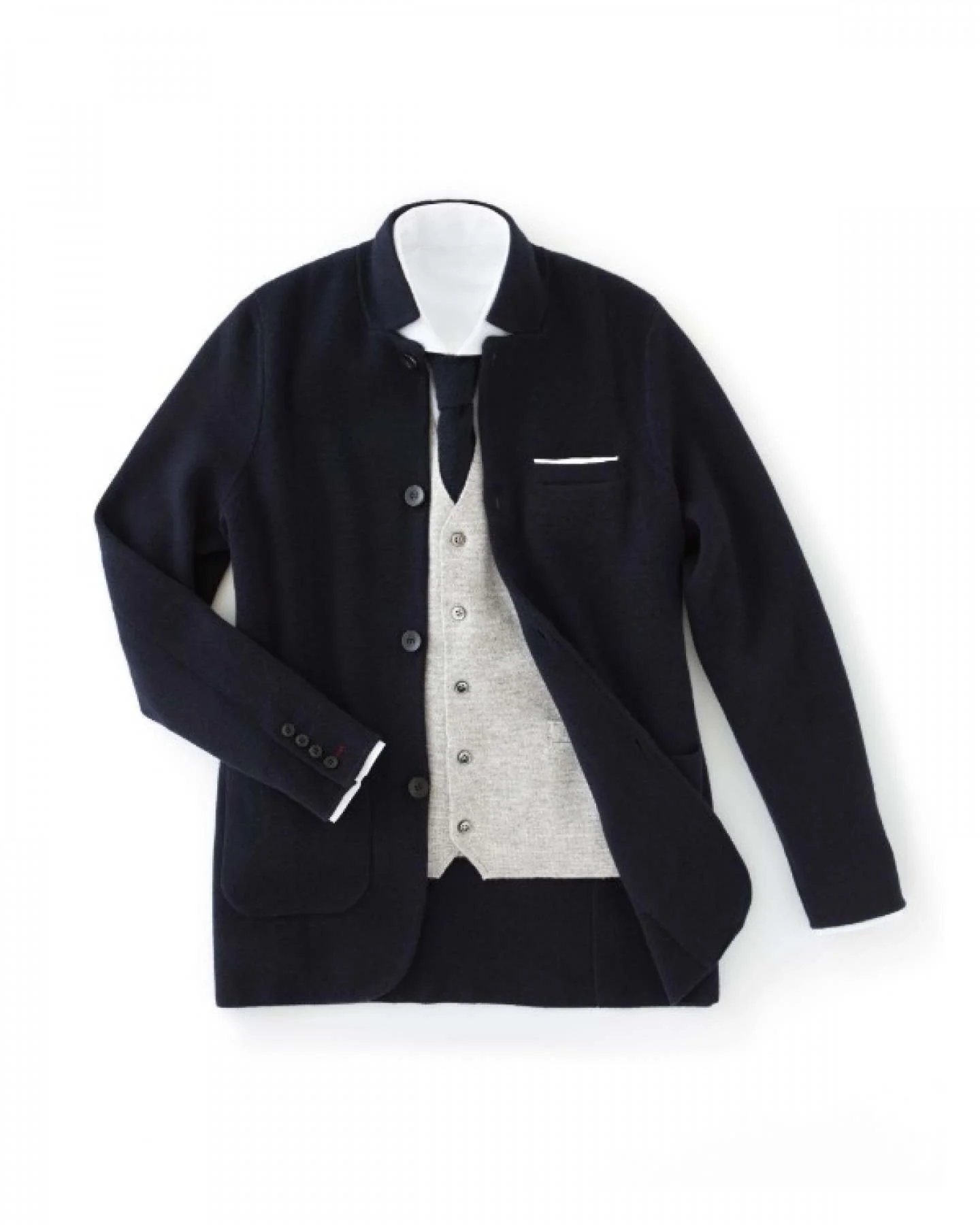 007 Milano Knitted Cashmere Jacket Navy Blue - Image 8