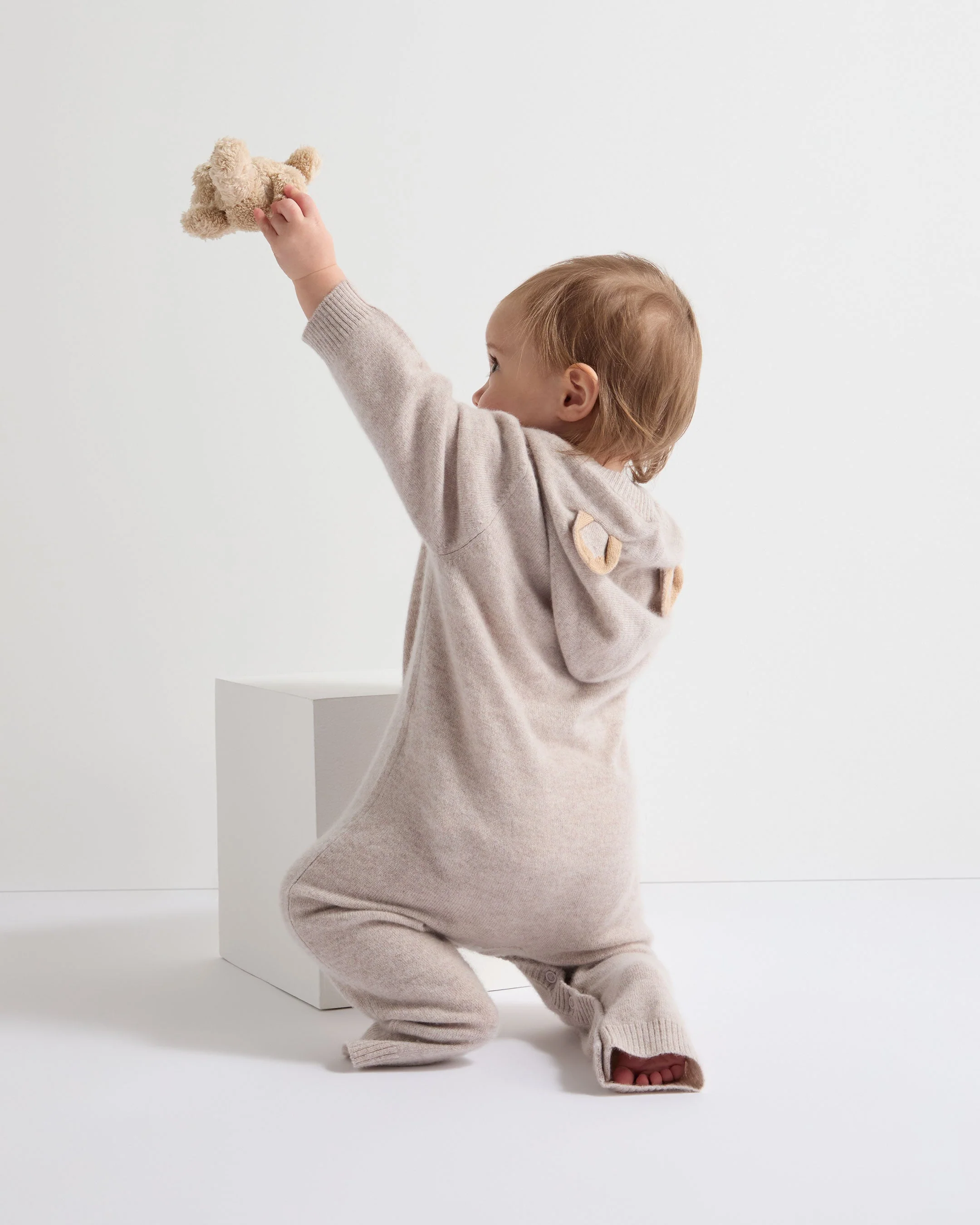 Bear Cashmere Sleepsuit Light Oatmeal Brown - Image 4