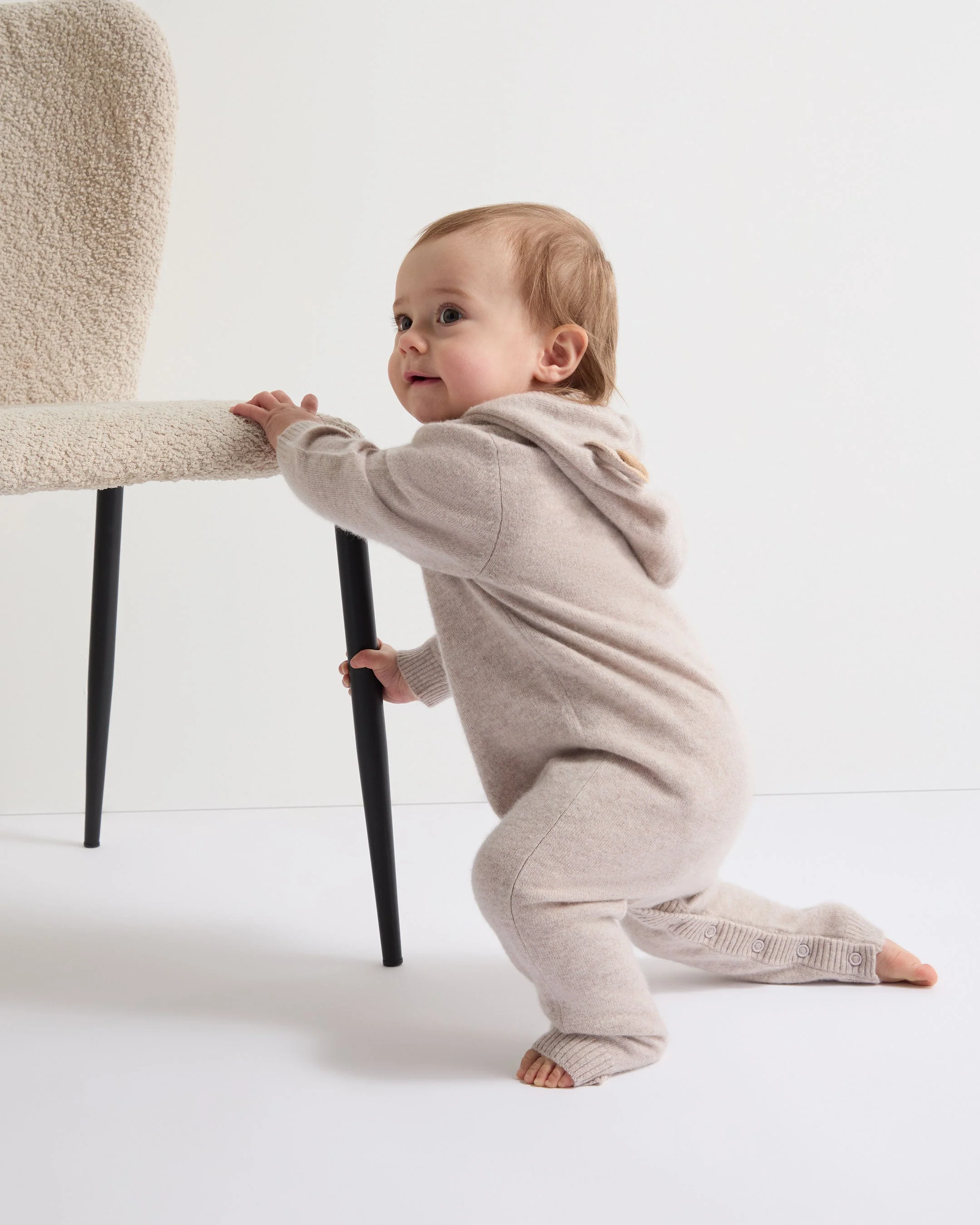 Bear Cashmere Sleepsuit Light Oatmeal Brown - Image 5