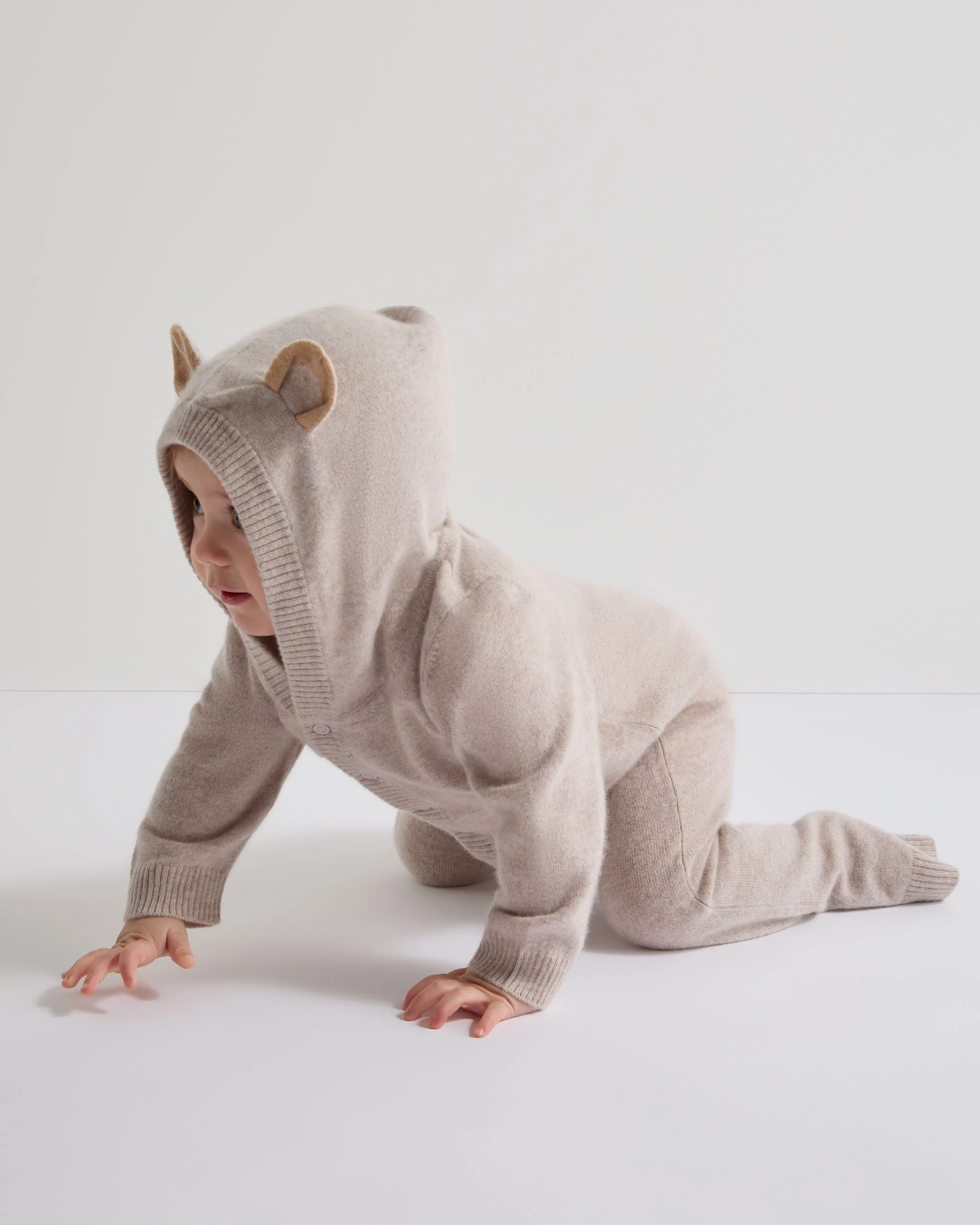 Bear Cashmere Sleepsuit Light Oatmeal Brown - Image 6