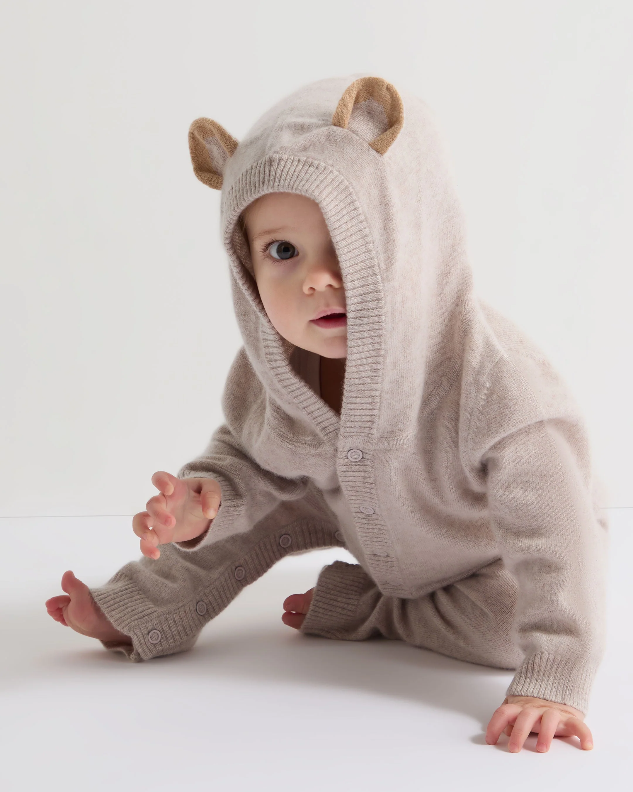 Bear Cashmere Sleepsuit Light Oatmeal Brown - Image 7