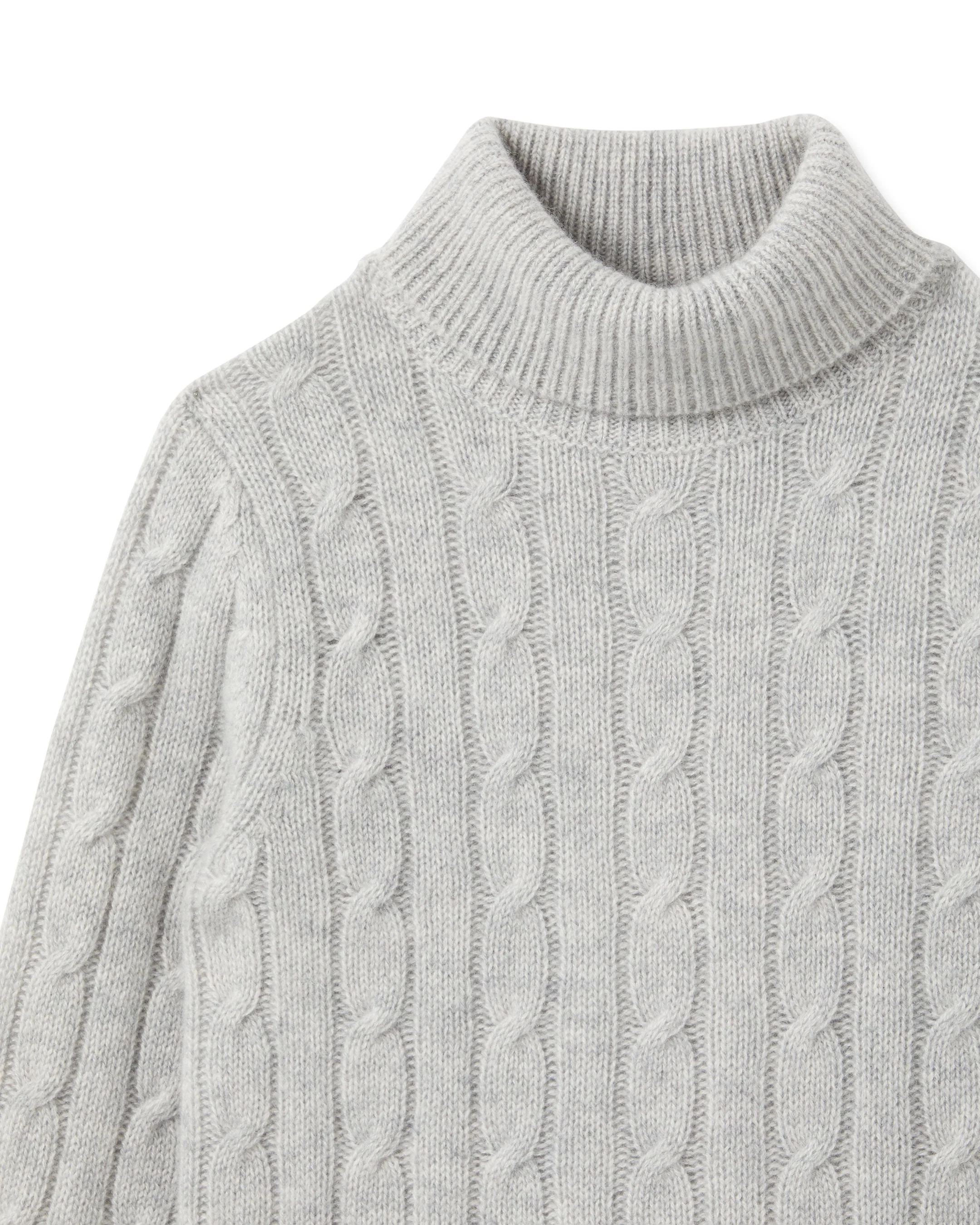Boys Cable Turtle Neck Cashmere Sweater Fumo Grey - Image 3