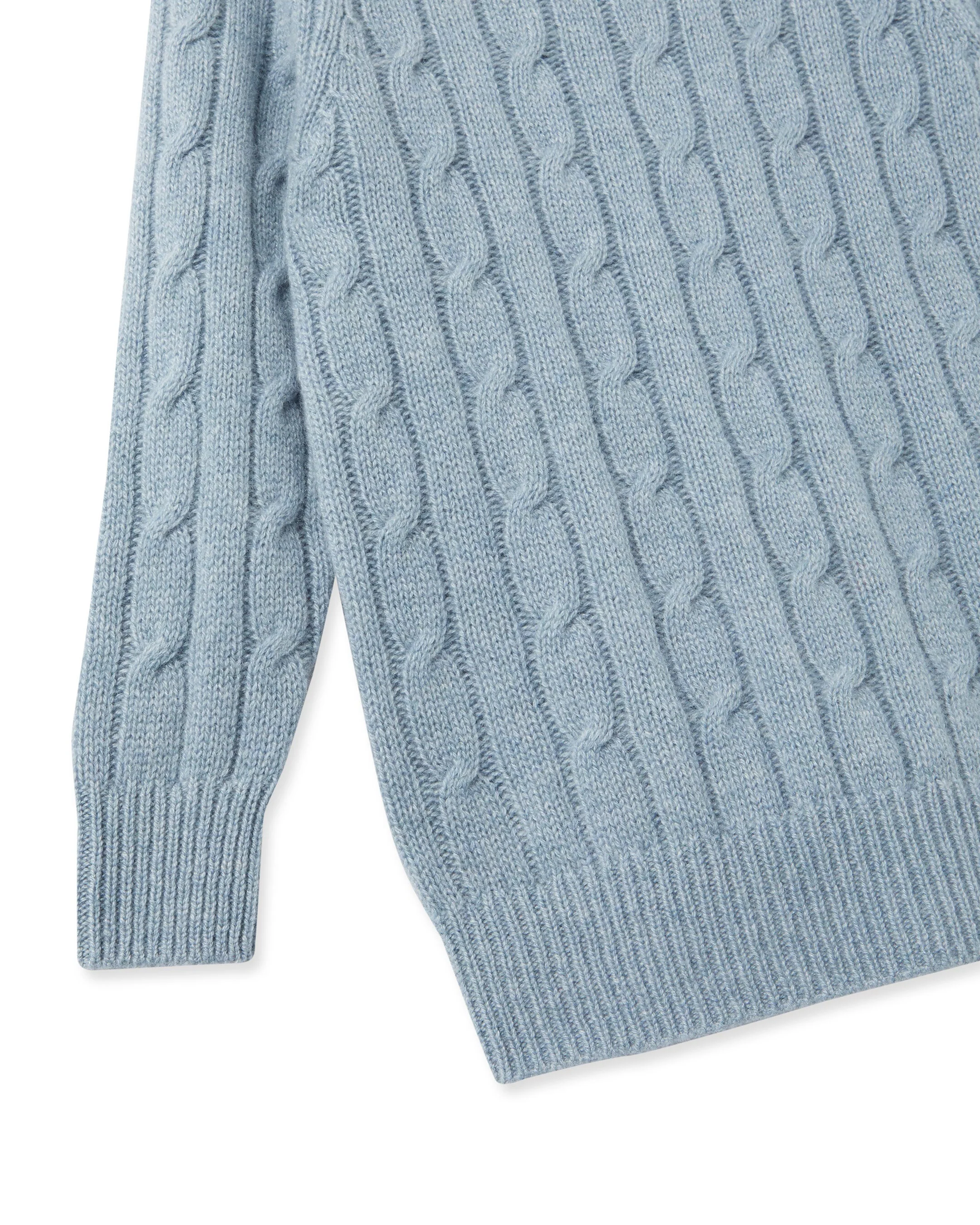Boys Cable Turtle Neck Cashmere Sweater Heather Blue - Image 4