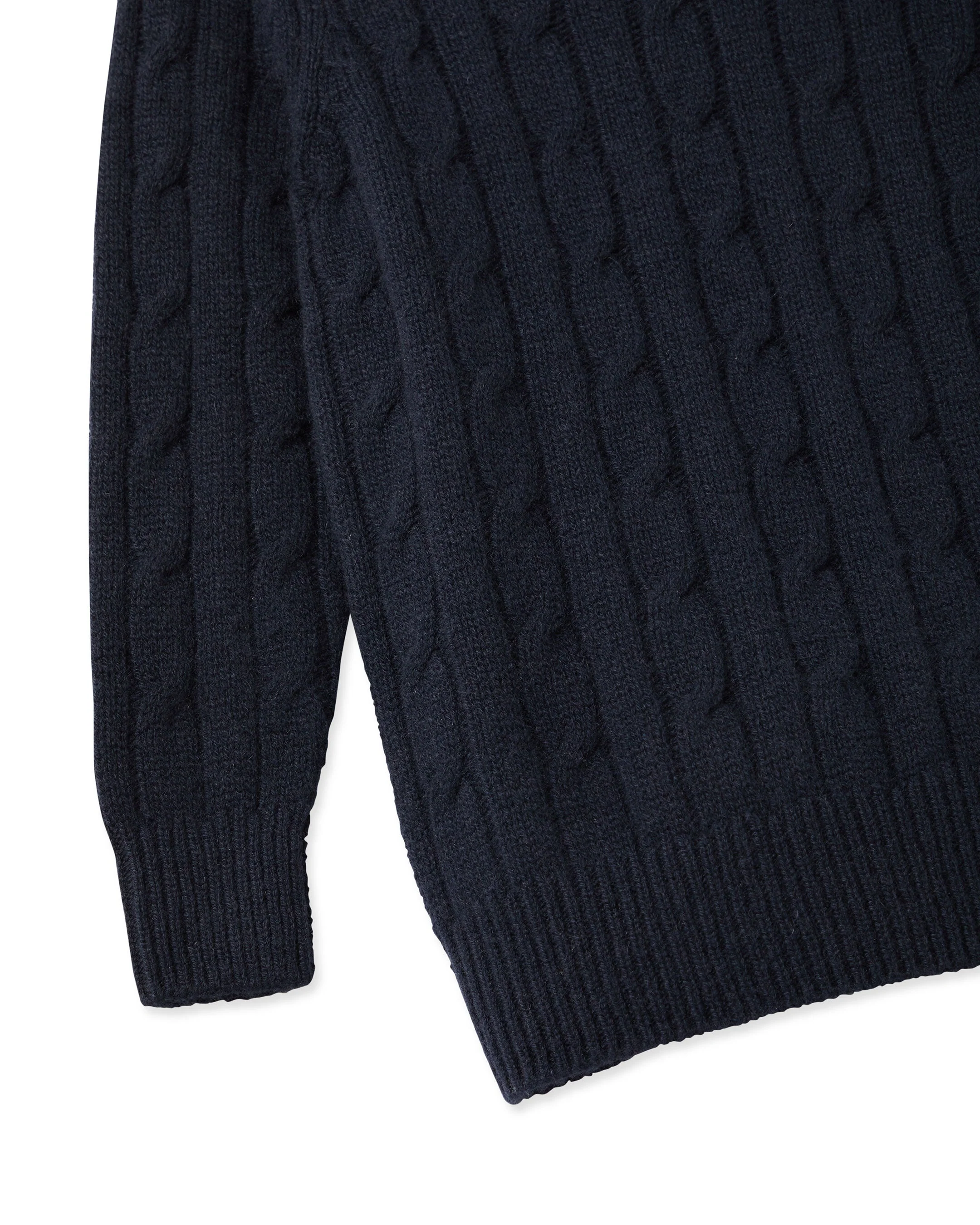 Boys Cable Turtle Neck Cashmere Sweater Navy Blue - Image 4