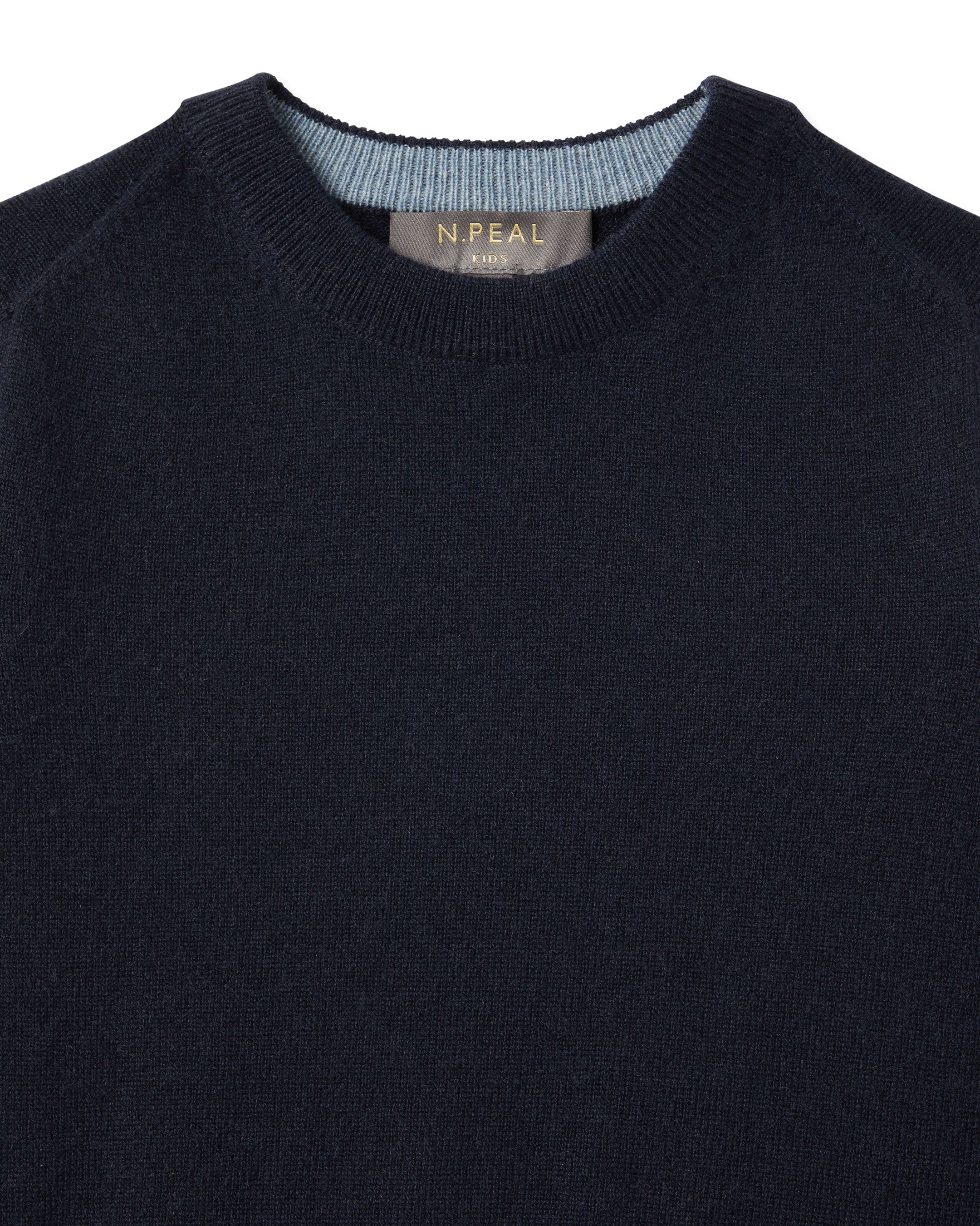 Boys Round Neck Cashmere Sweater Navy Blue - Image 3