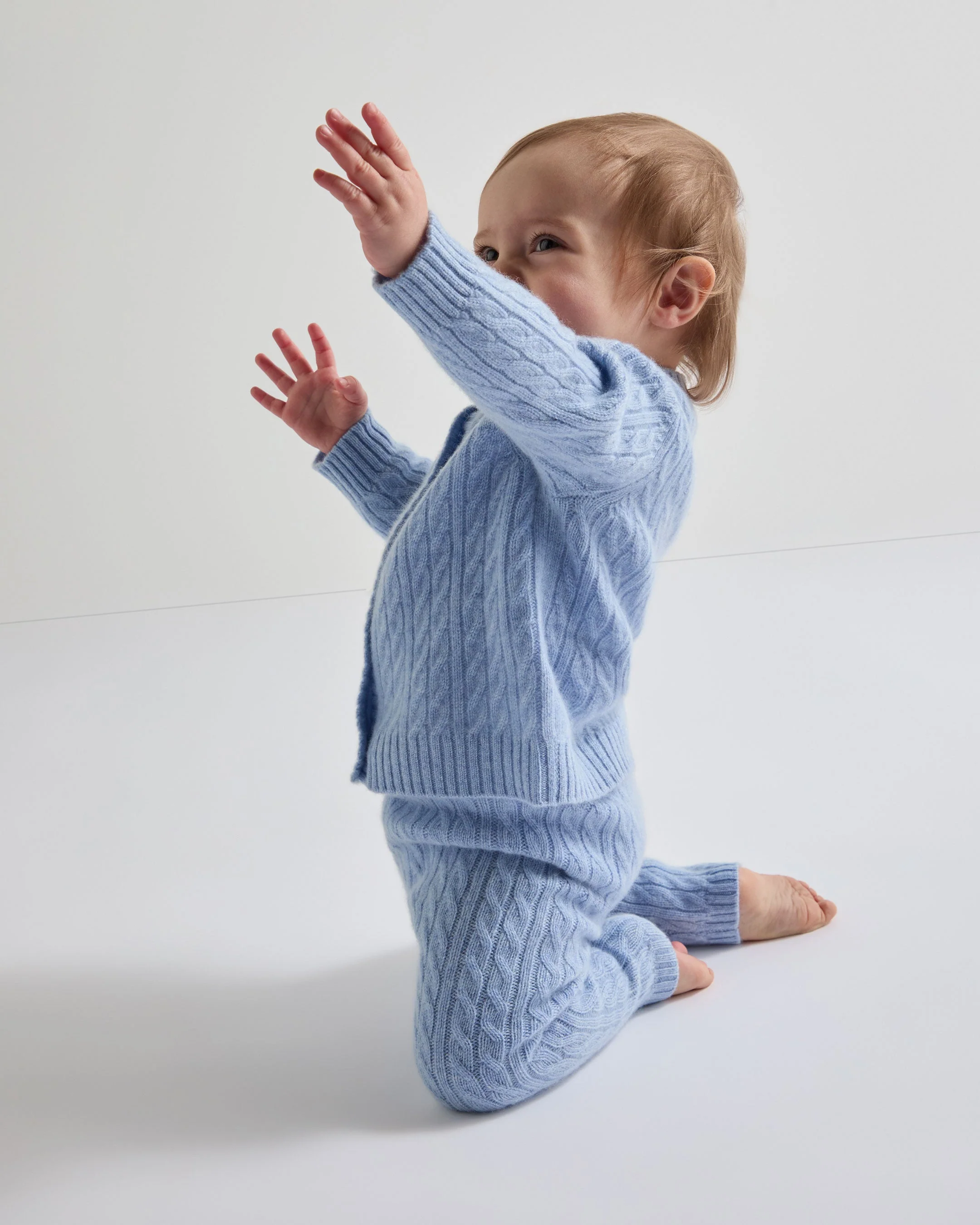 Cashmere Cable Cardigan Cornflower Blue - Image 5