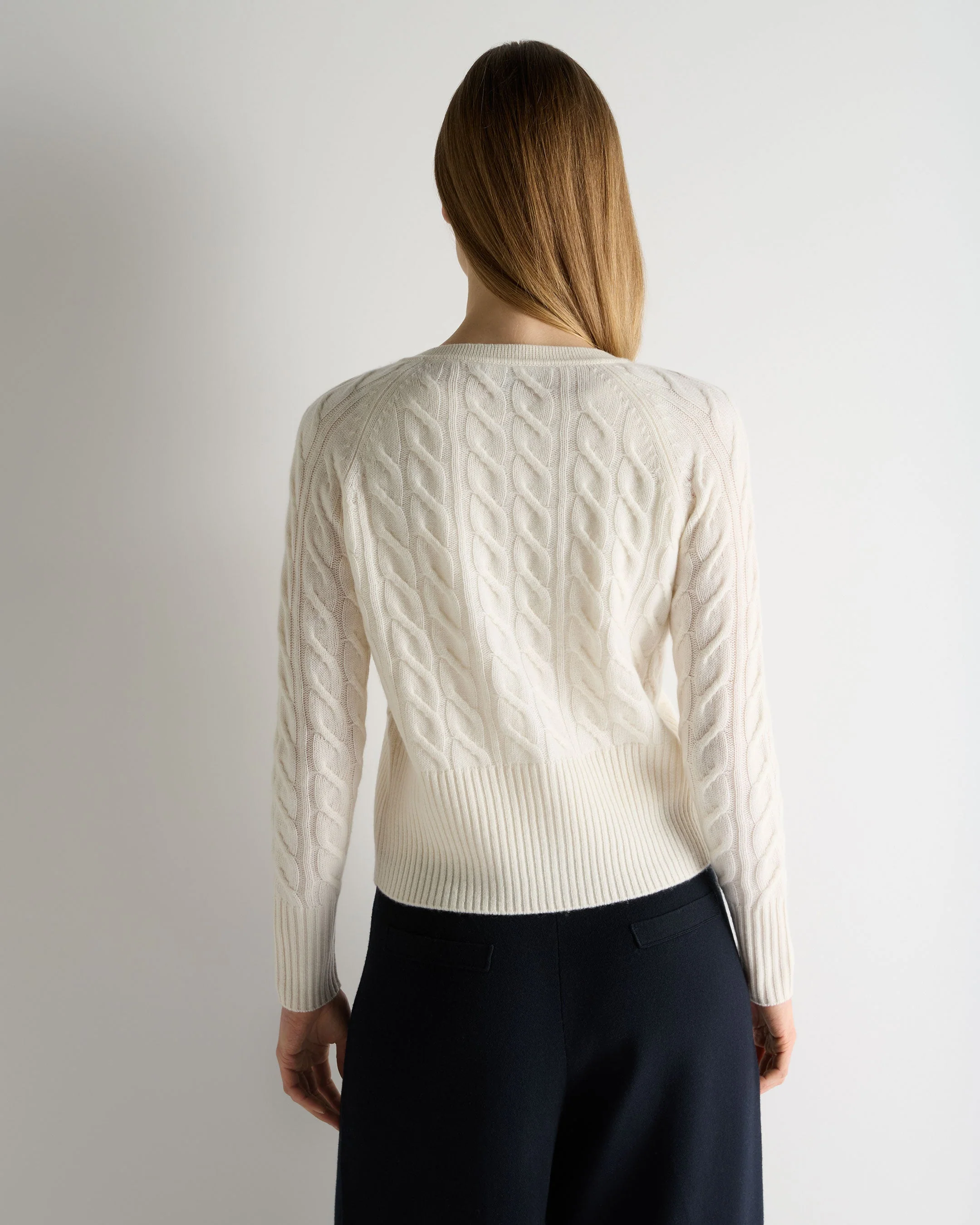 Women's Myla Cable Cashmere Cardigan New Ivory White - Image 4