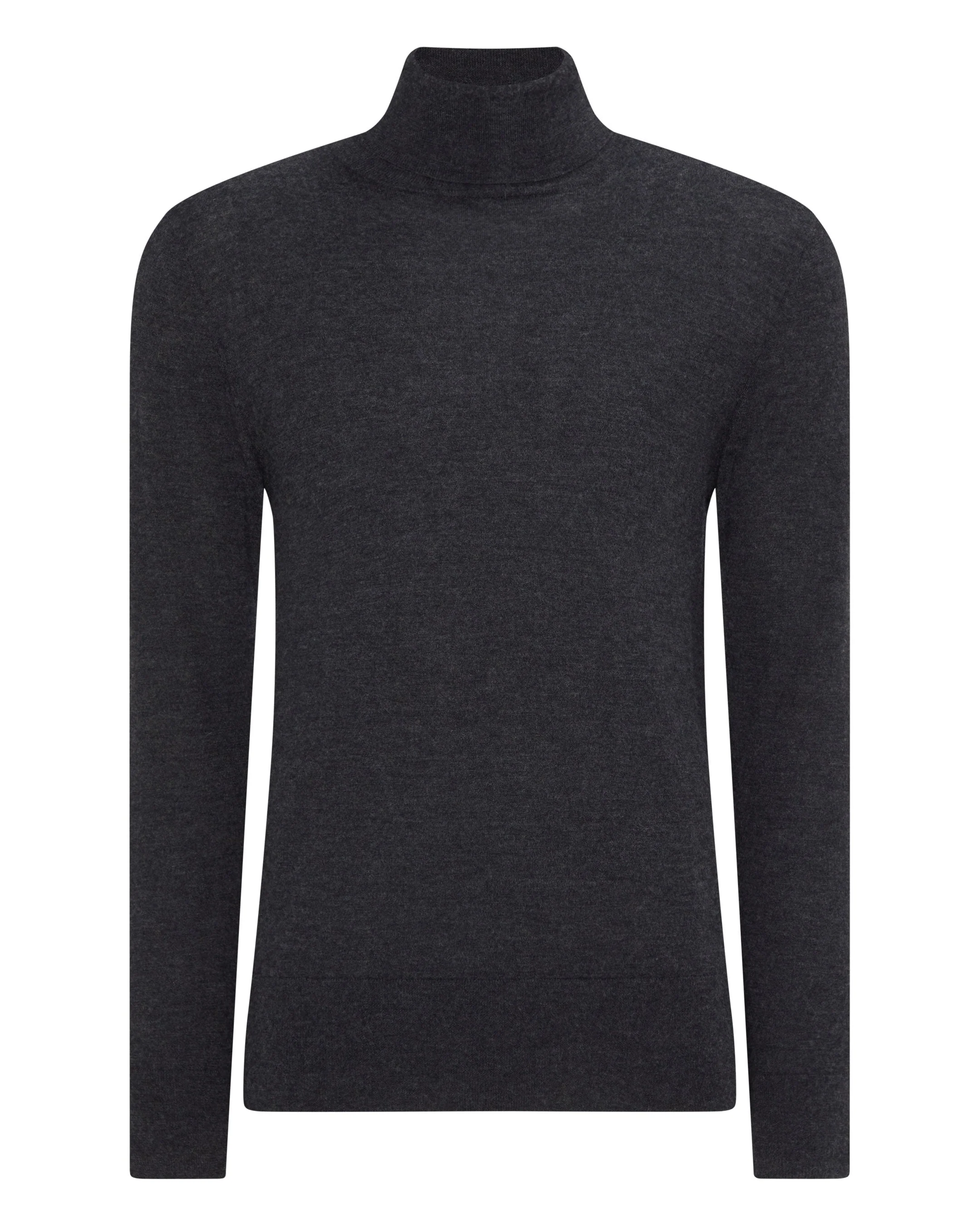 Men's Pimlico Fine Gauge Cashmere Turtle Neck Sweater Dark Charcoal Grey - Image 2