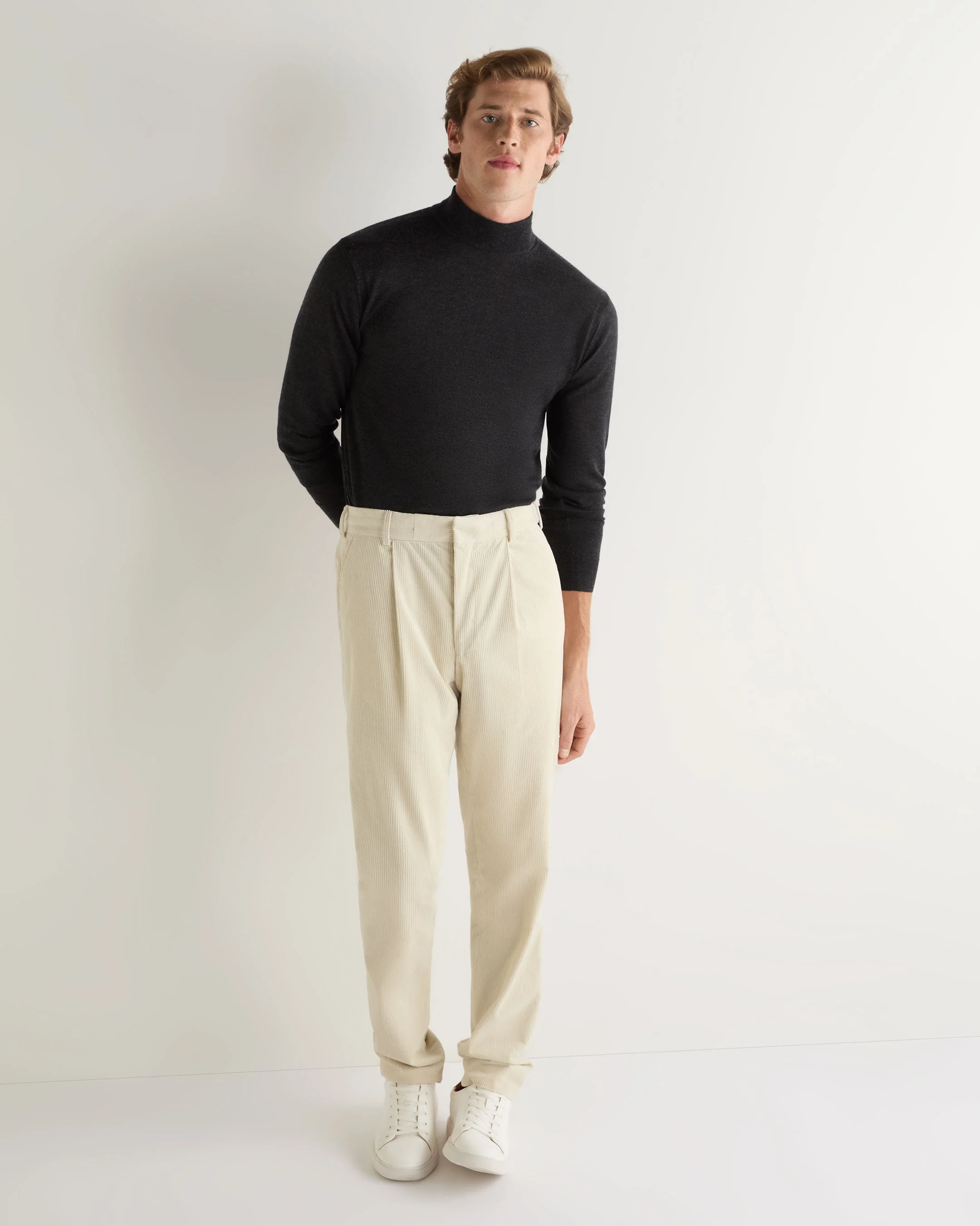 Men's Pimlico Fine Gauge Cashmere Turtle Neck Sweater Dark Charcoal Grey - Image 3