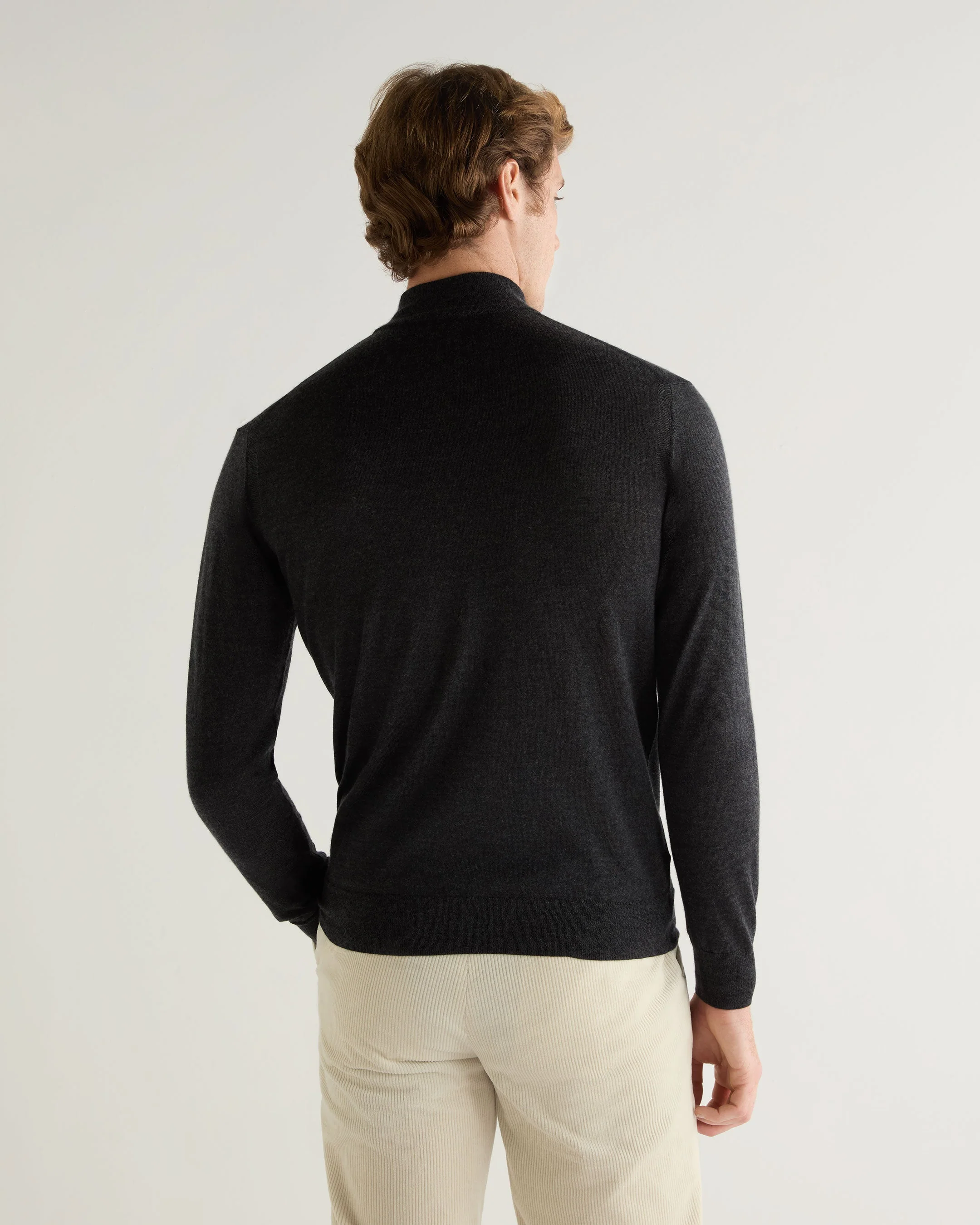 Men's Pimlico Fine Gauge Cashmere Turtle Neck Sweater Dark Charcoal Grey - Image 4