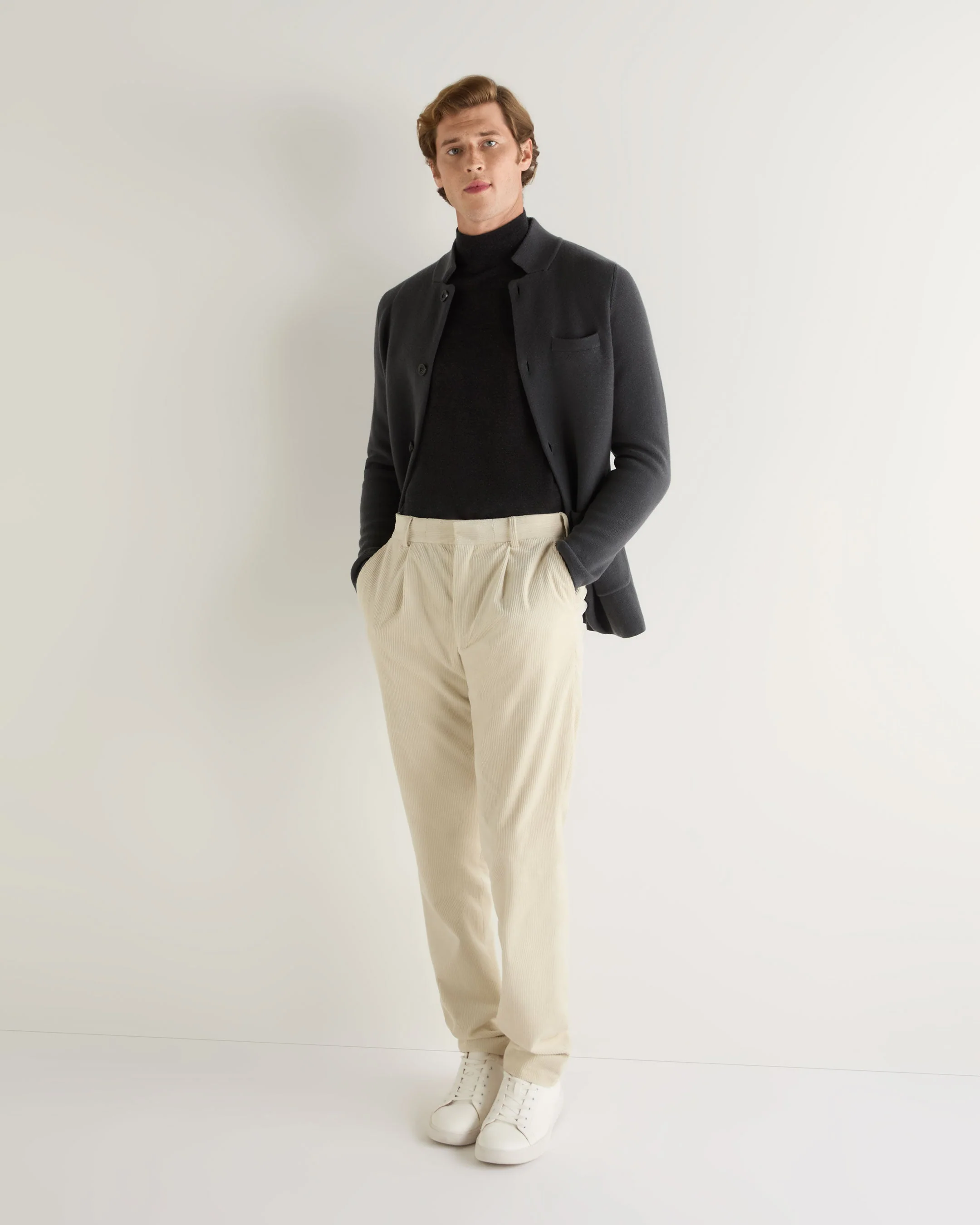 Men's Pimlico Fine Gauge Cashmere Turtle Neck Sweater Dark Charcoal Grey - Image 7