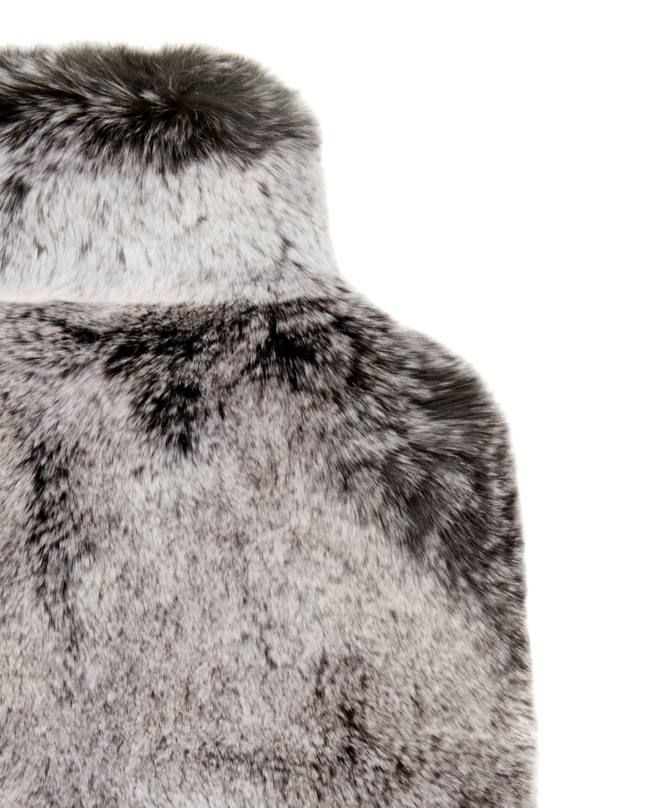 Fur Hot Water Bottle Cover Charcoal Grey Tipped Fur - Image 2