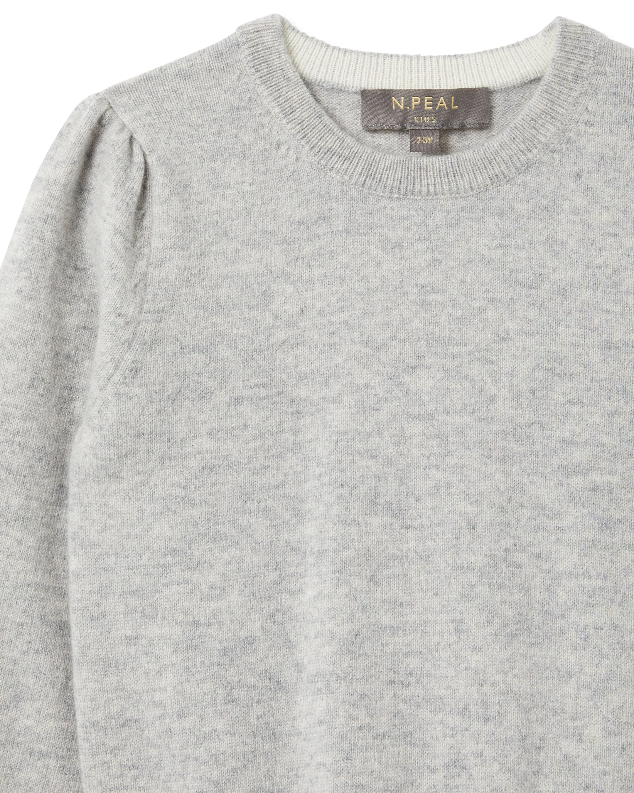 Girls Round Neck Cashmere Sweater Fumo Grey - Image 3