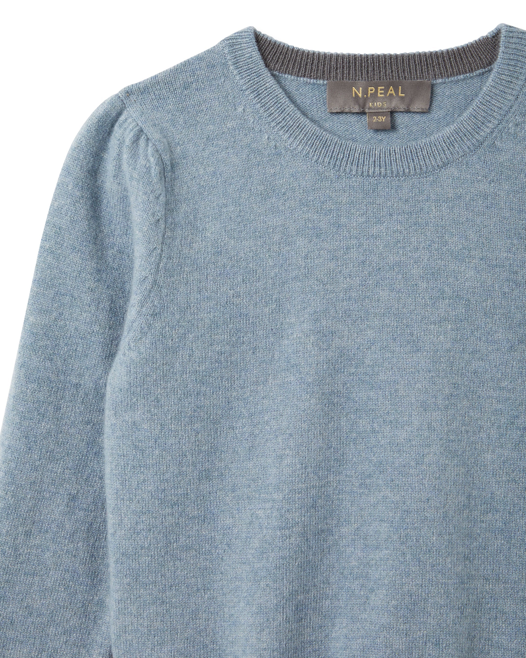 Girls Round Neck Cashmere Sweater Heather Blue - Image 3