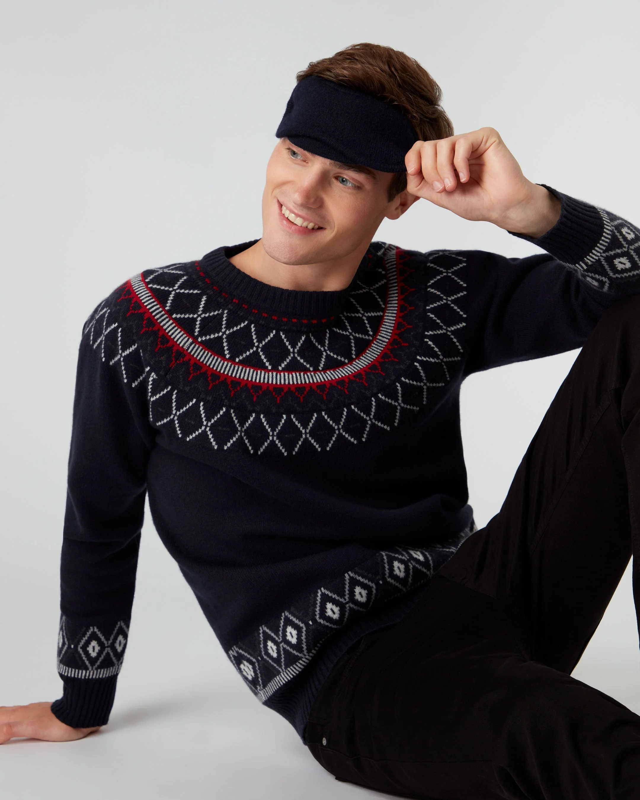 Unisex Knitted Cashmere Eye Mask Navy Blue - Image 4