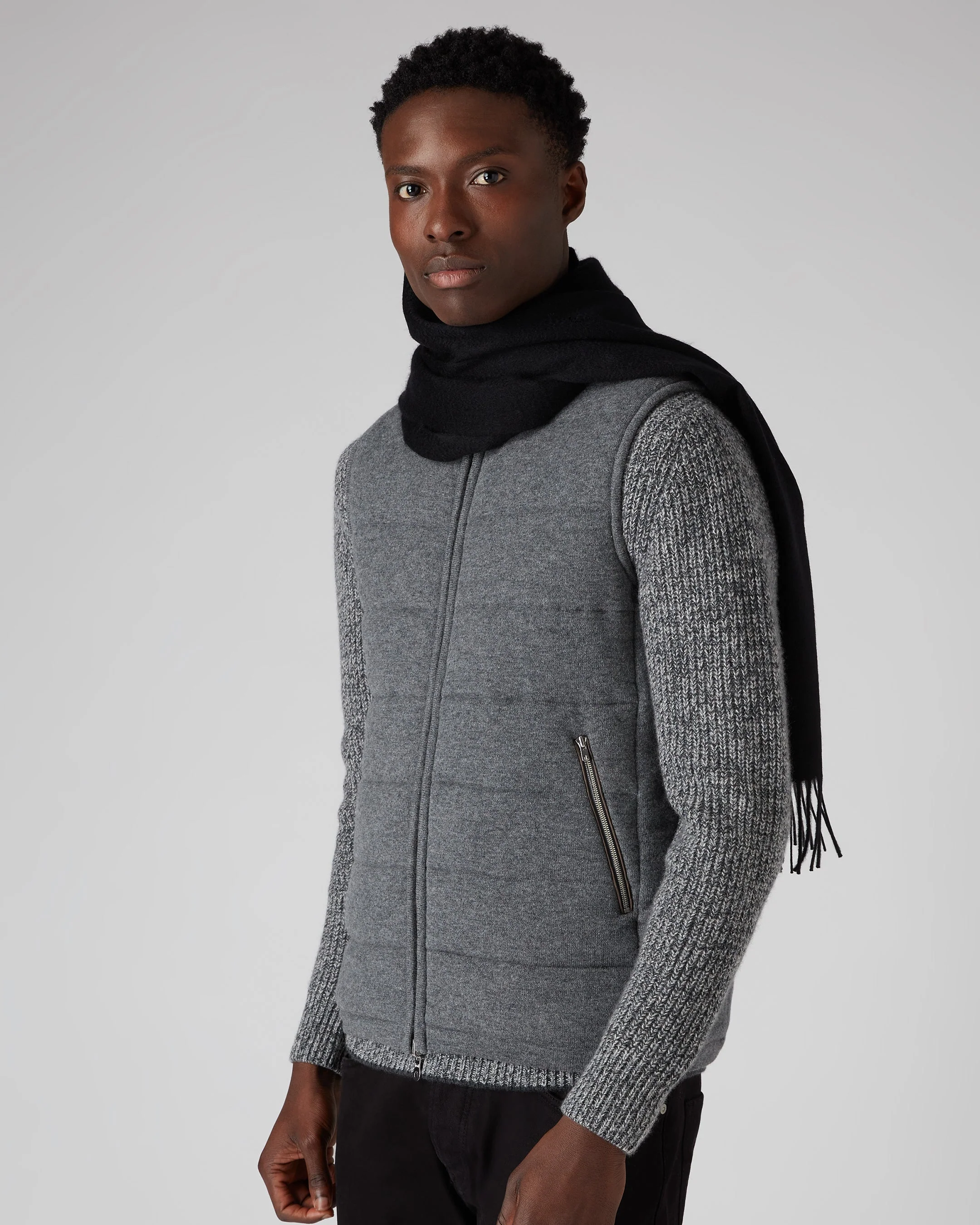 Unisex Large Woven Cashmere Scarf Black - Image 3