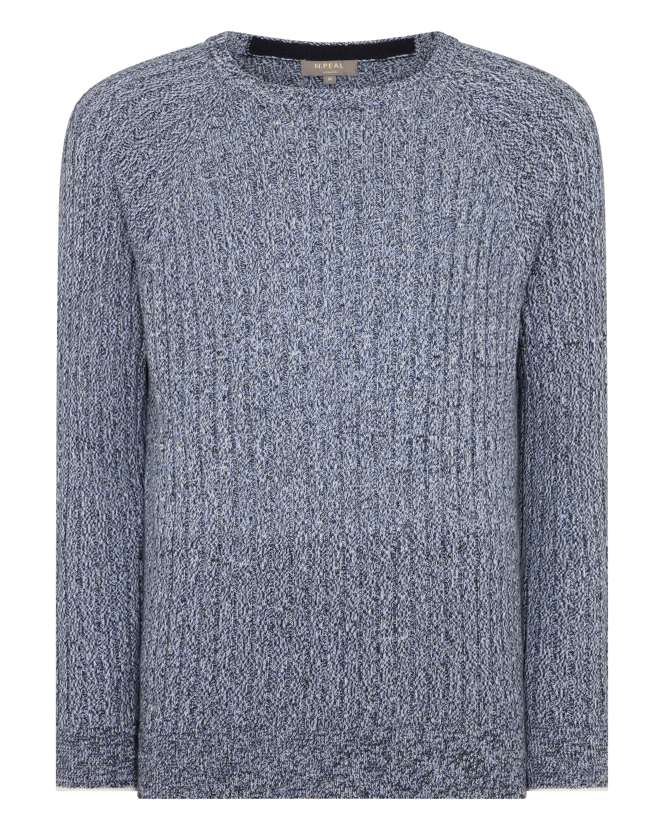 Men's Marl Cotton Cashmere Sweater Blue Marl - Image 2