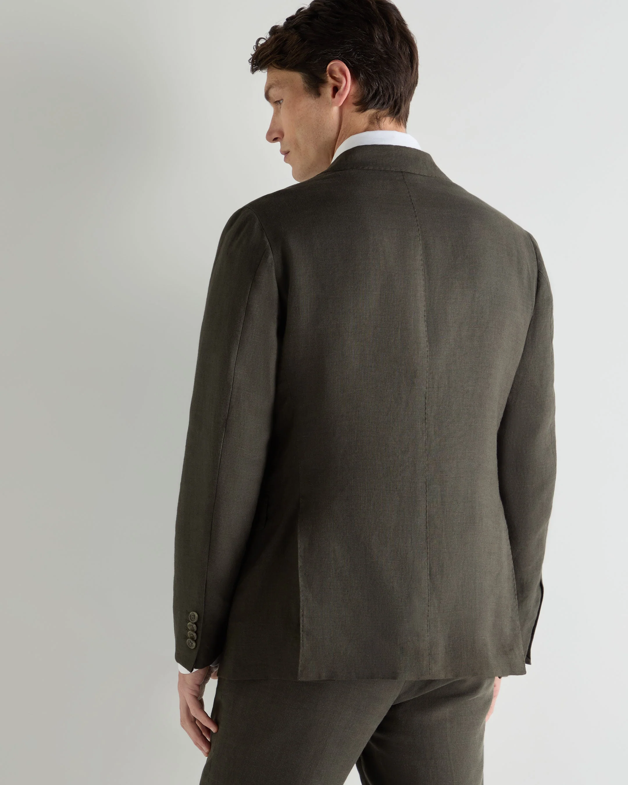 Men's Amalfi Linen Jacket Arabica Khaki Green - Image 4