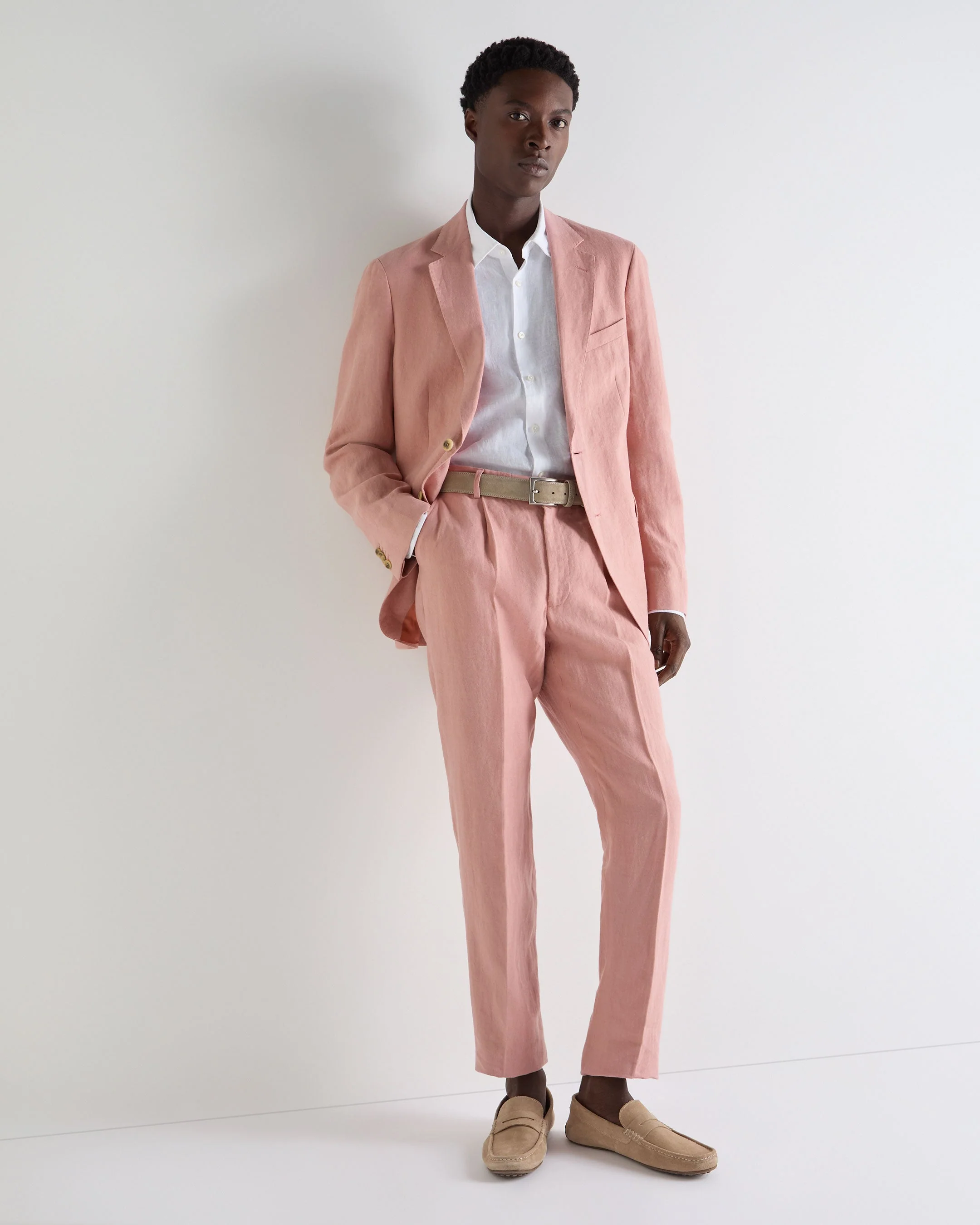 Men's Amalfi Linen Jacket Pink - Image 3