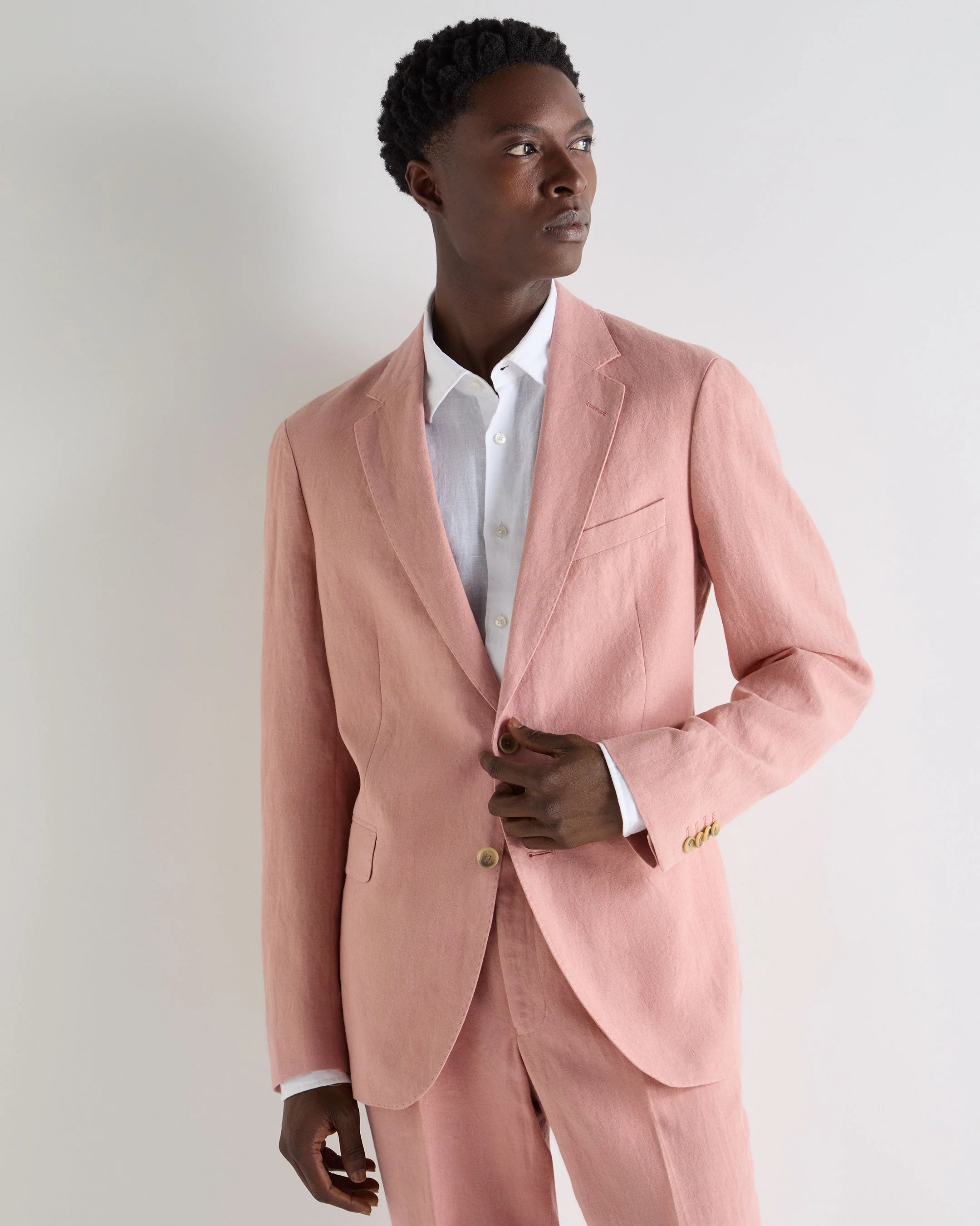 Men's Amalfi Linen Jacket Pink - Image 5