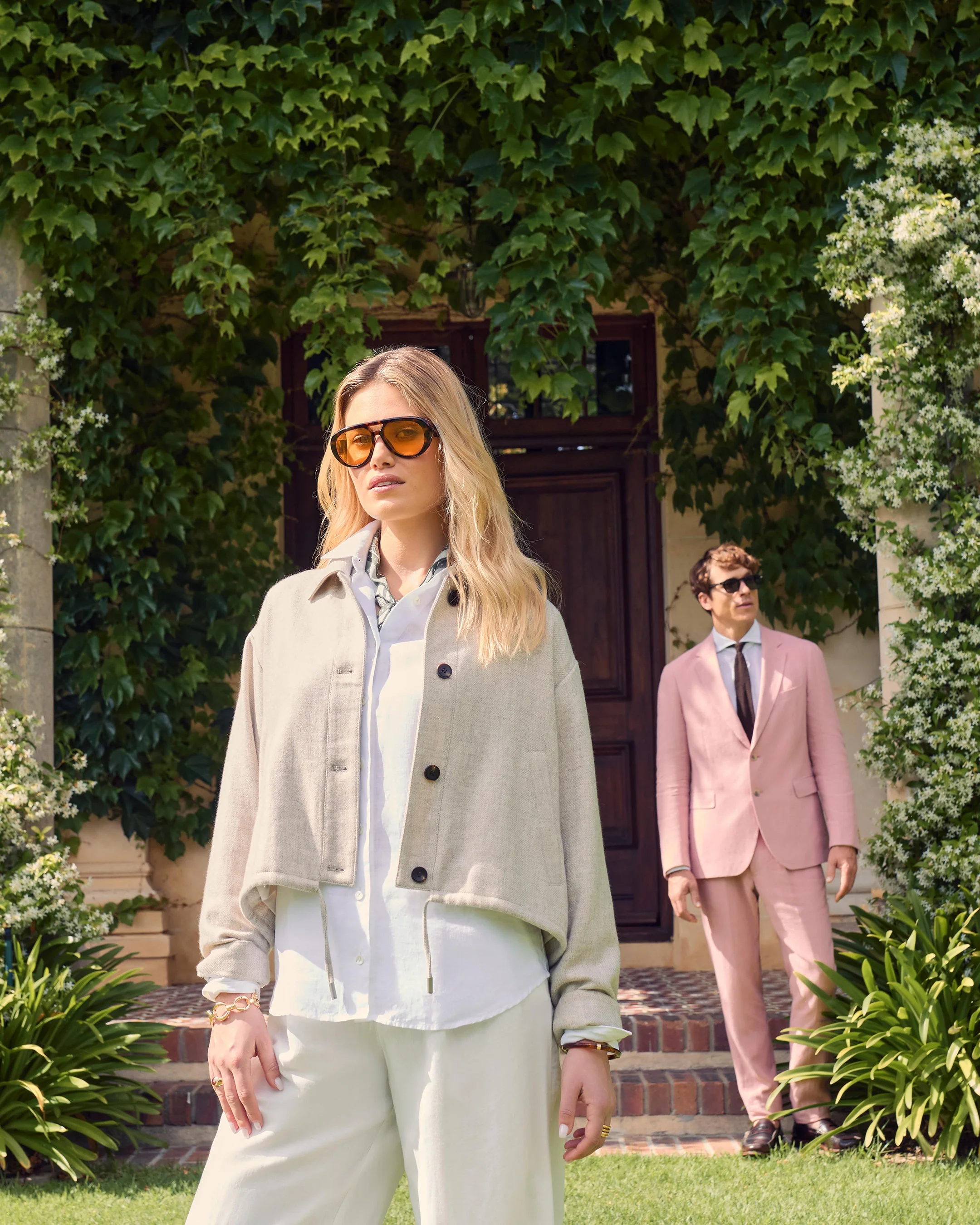 Men's Amalfi Linen Jacket Pink - Image 9
