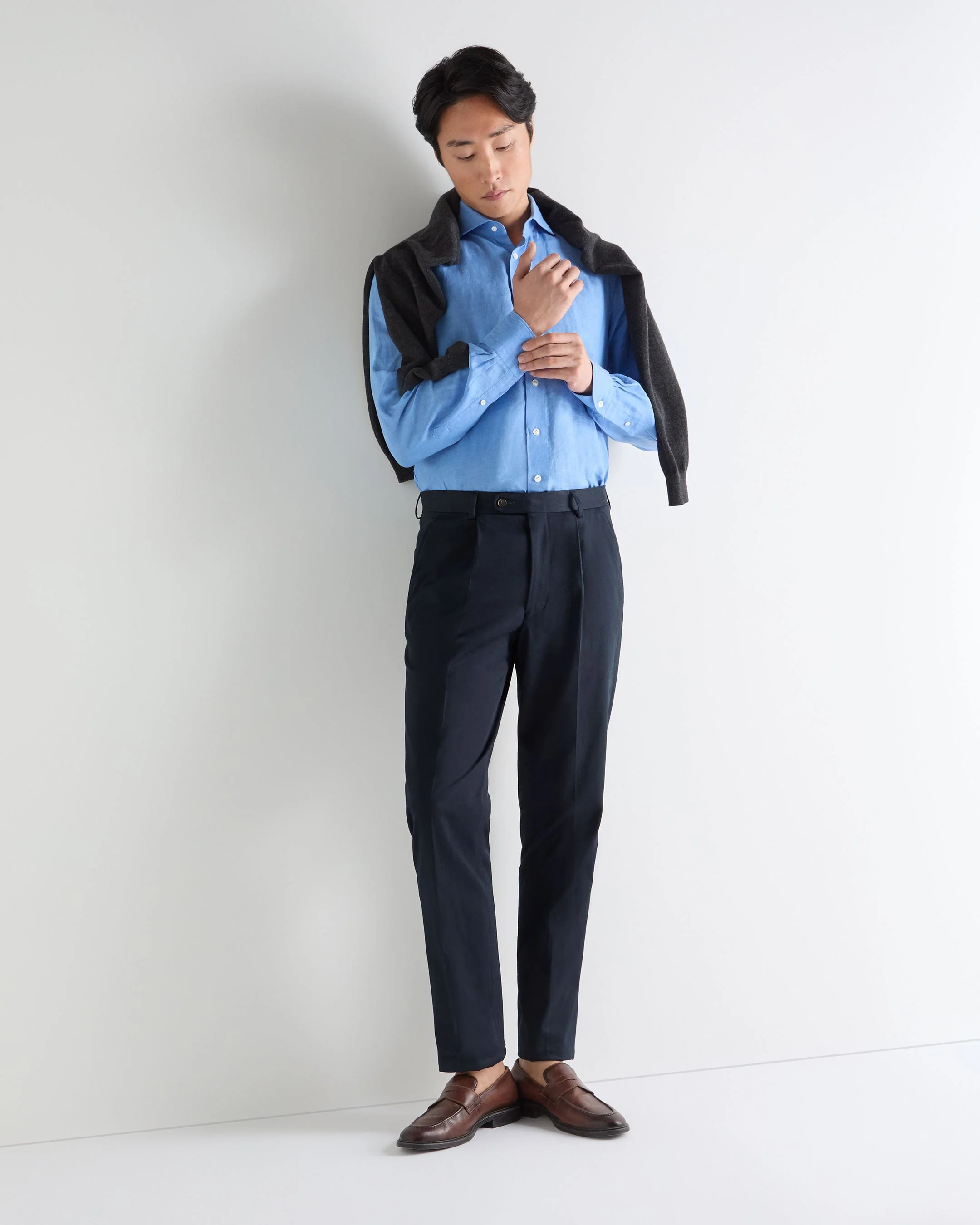 Men's Atrani Cotton Trousers Navy Blue - Image 3