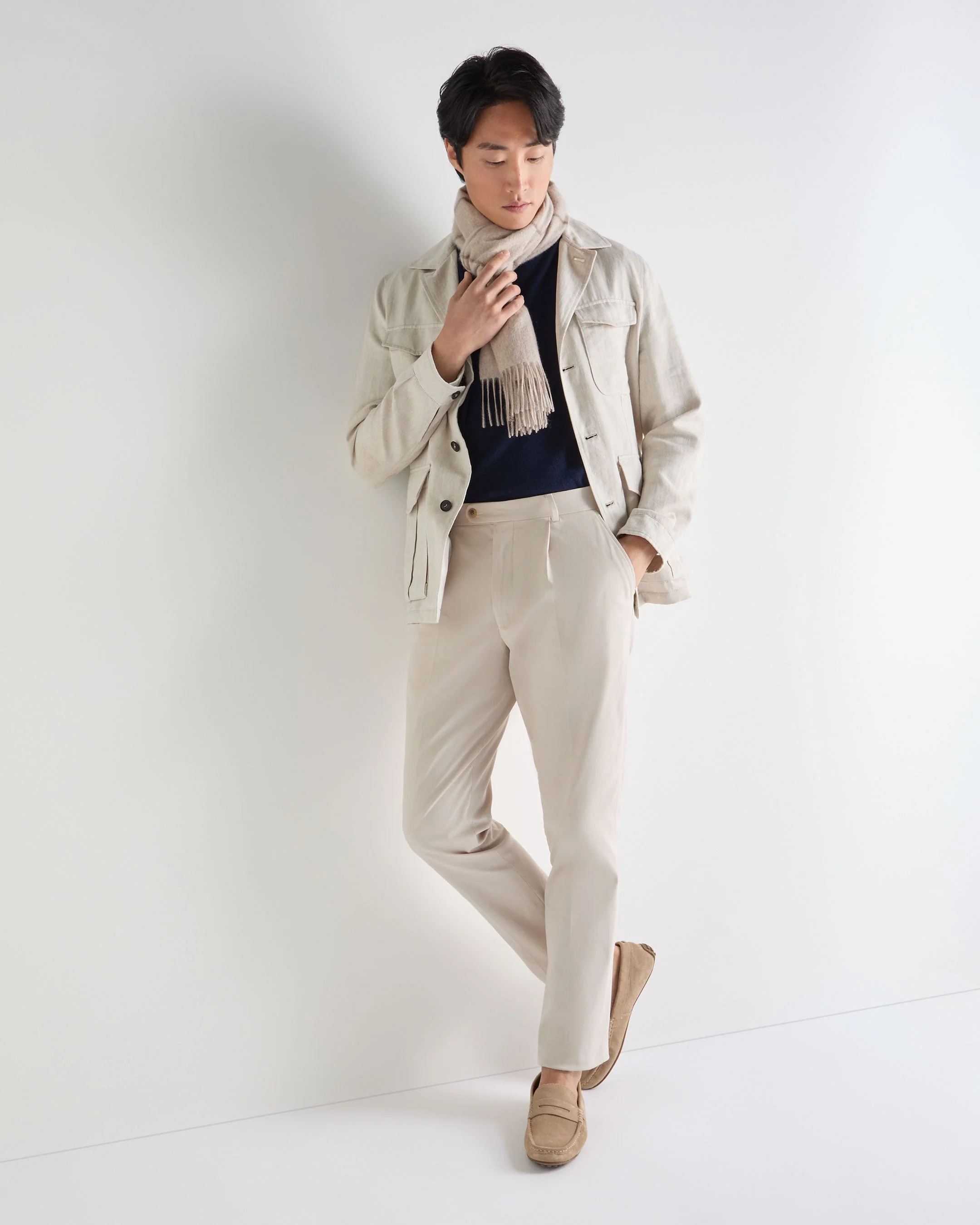 Mens Atrani Cotton Trousers Stone Brown - Image 3