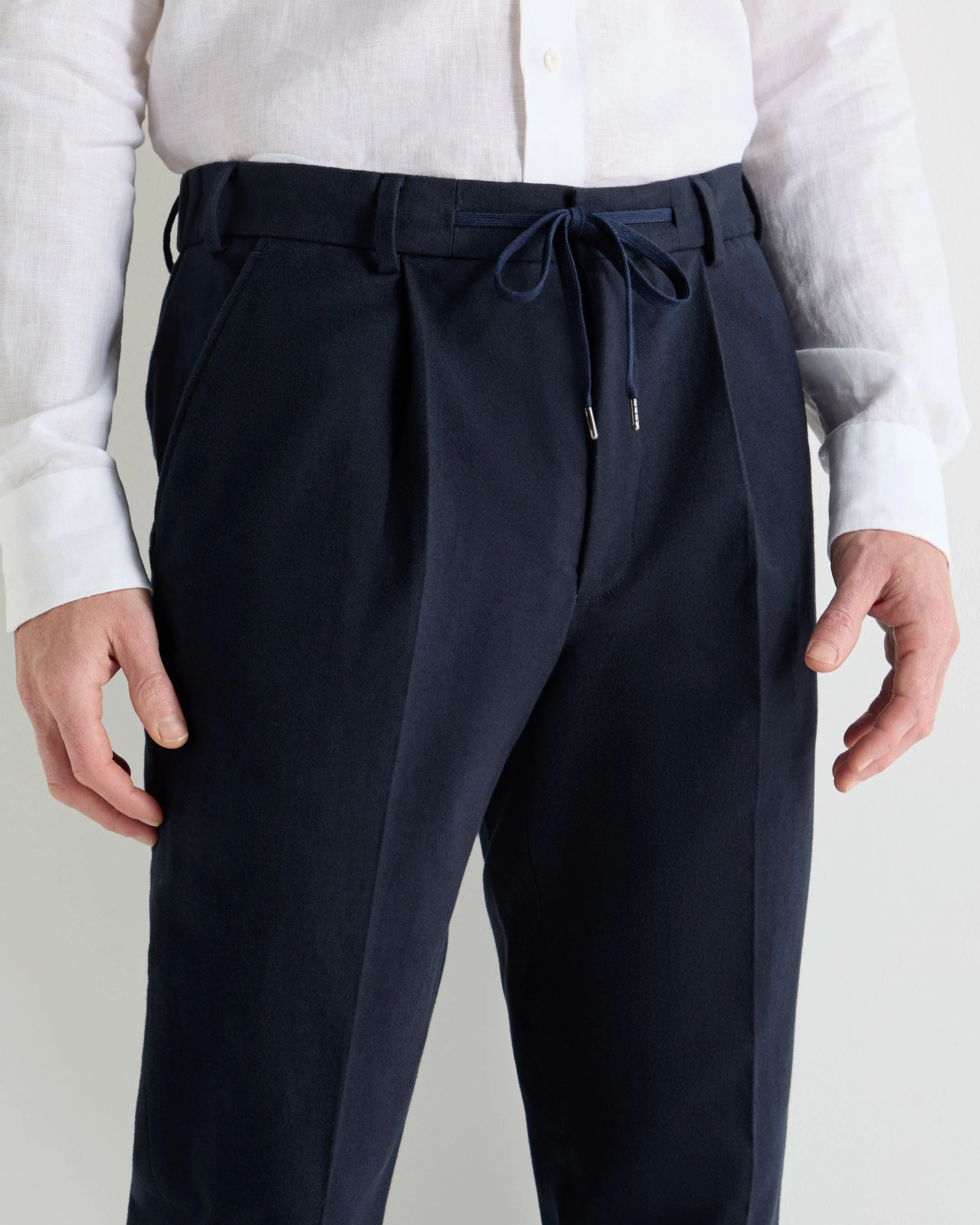Men's Atrani Drawstring Cotton Pants Navy Blue - Image 5