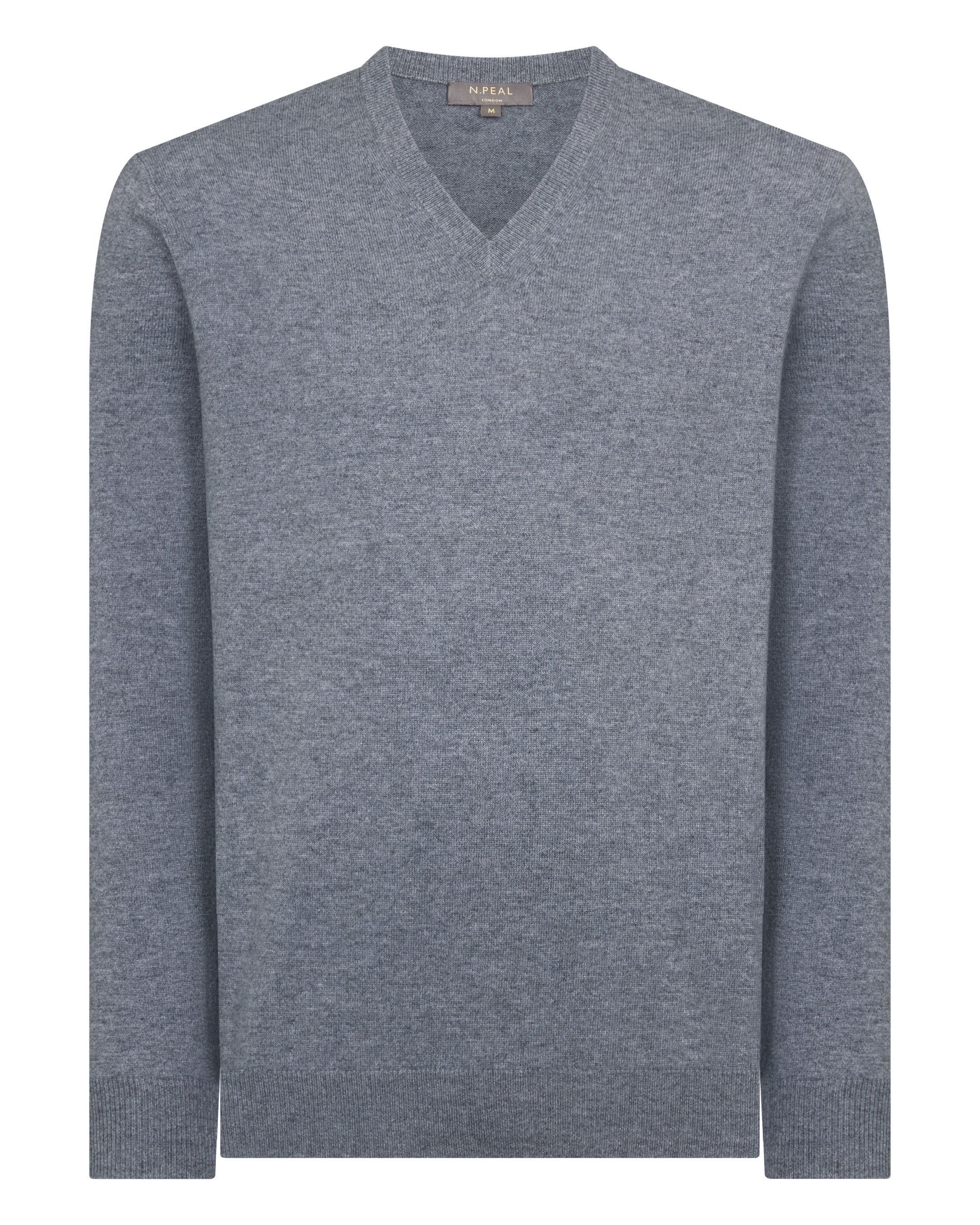 Men's Burlington V Neck Cashmere Sweater Ash Grey - Image 2
