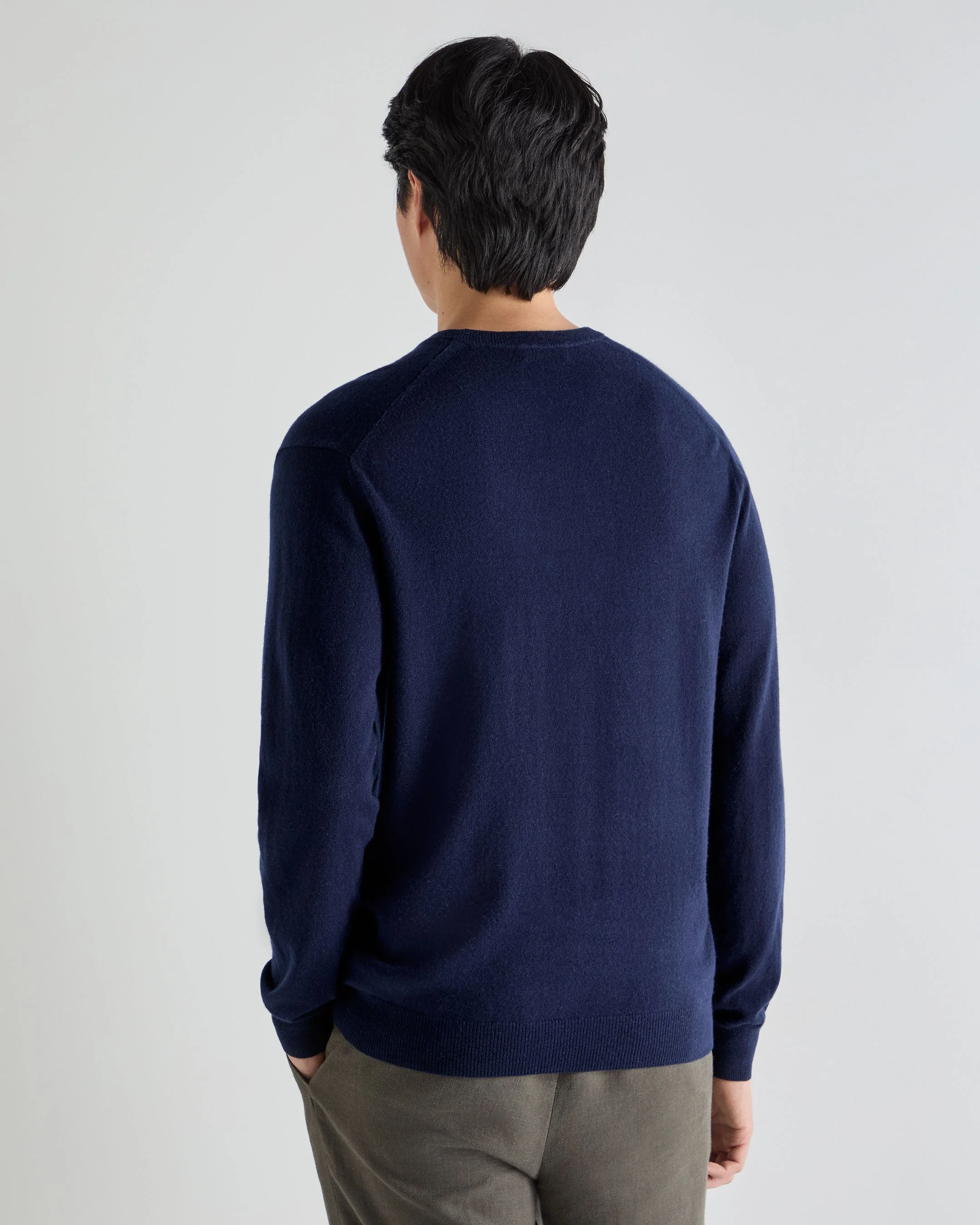 Men's Burlington V Neck Cashmere Sweater Deep French Blue - Image 4