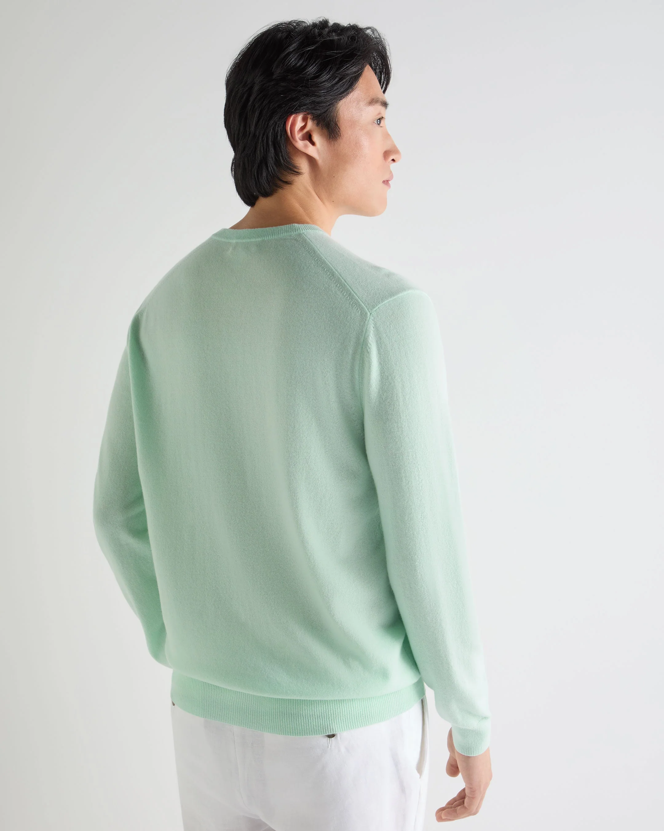 Men's Burlington V Neck Cashmere Sweater Mint Green - Image 4