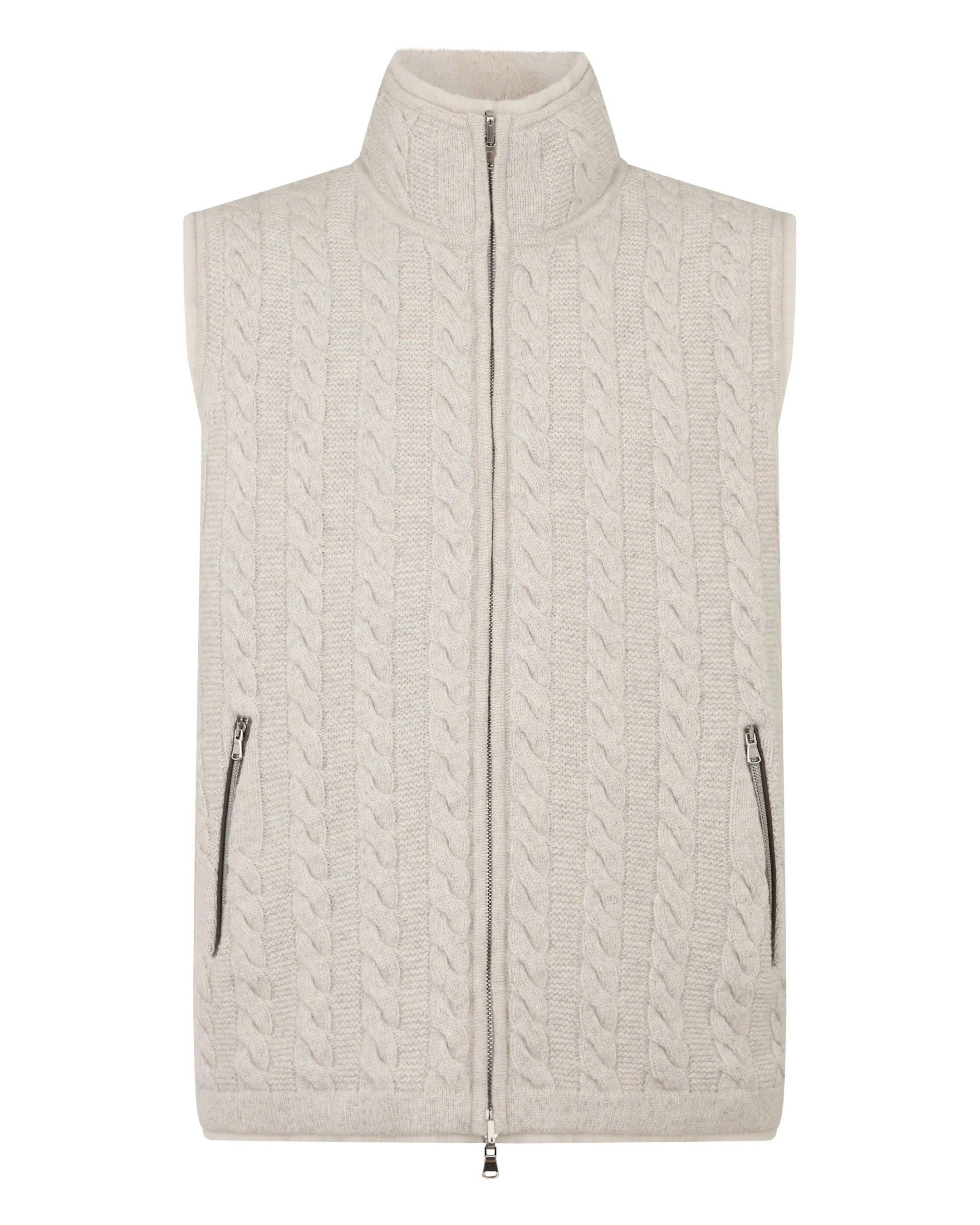 Men's Dolomiti Cable Fur Gilet Ash Grey Marl - Image 2