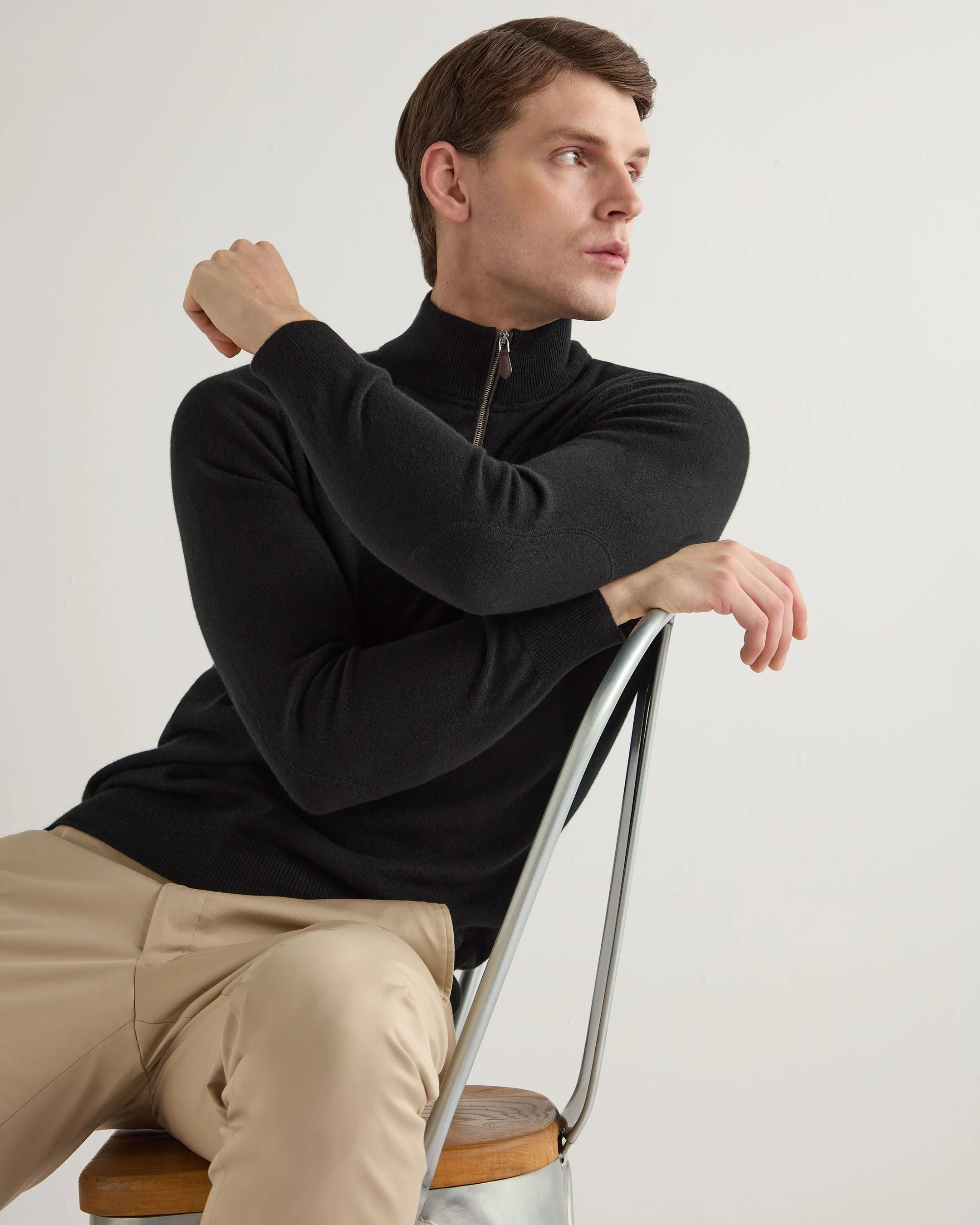 Men's Carnaby Half Zip Cashmere Jumper Black - Image 5