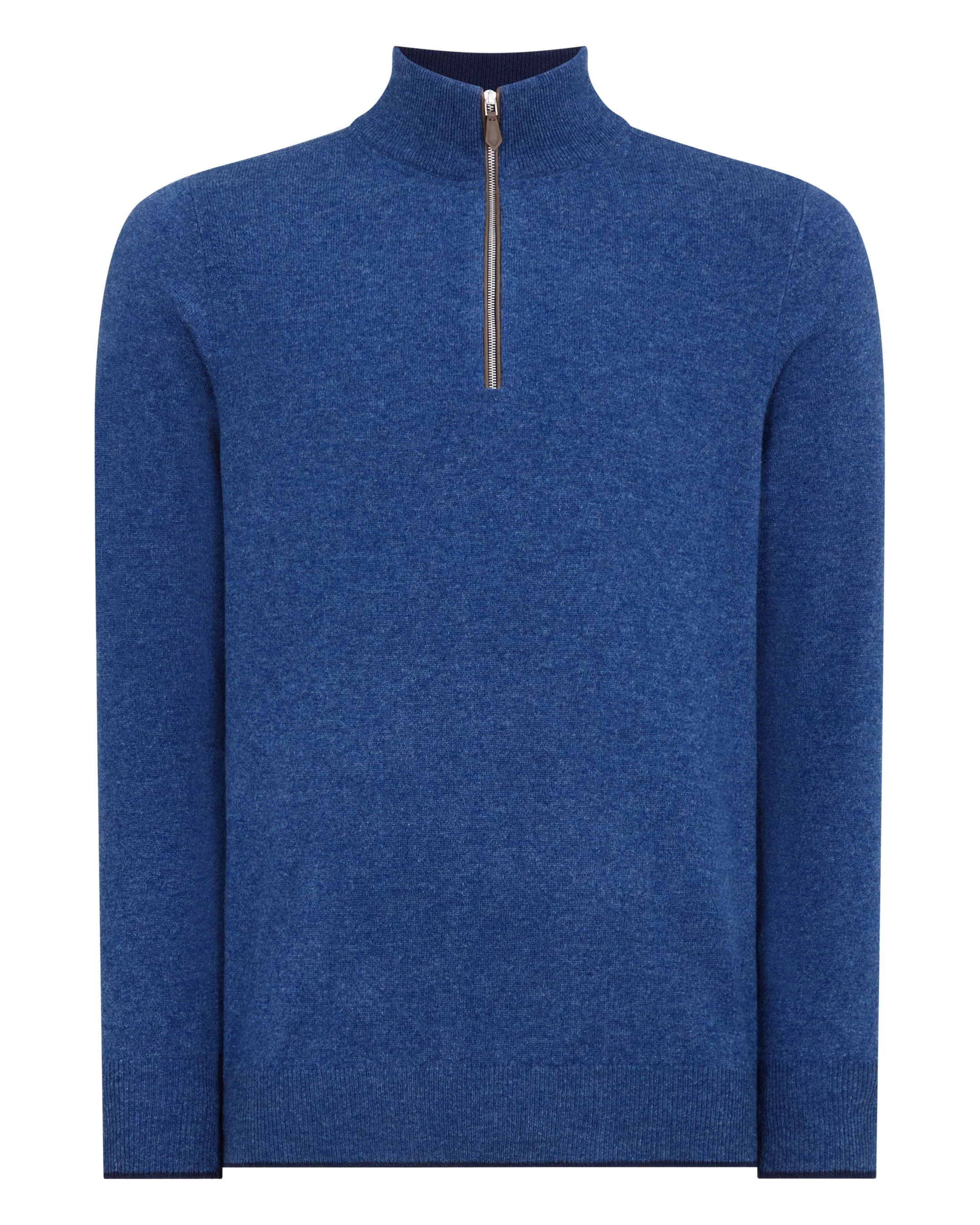 Men's Carnaby Half Zip Cashmere Sweater Bright Denim Blue - Image 2