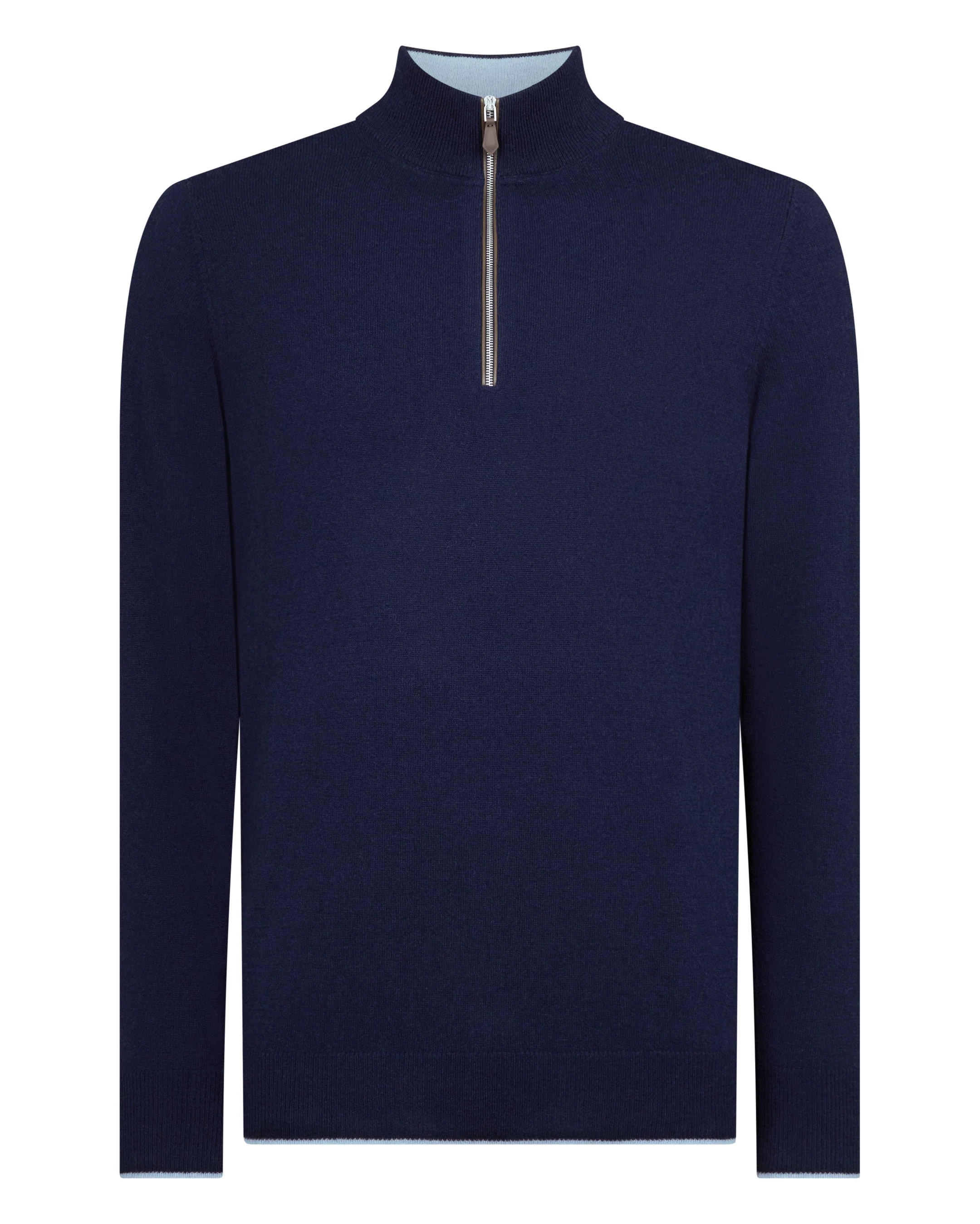Men's Carnaby Half Zip Cashmere Sweater Deep French Blue - Image 2