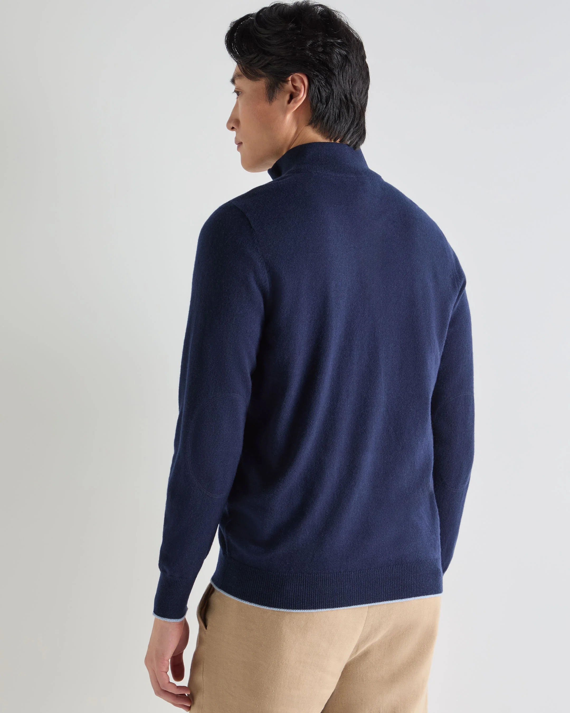 Men's Carnaby Half Zip Cashmere Sweater Deep French Blue - Image 4