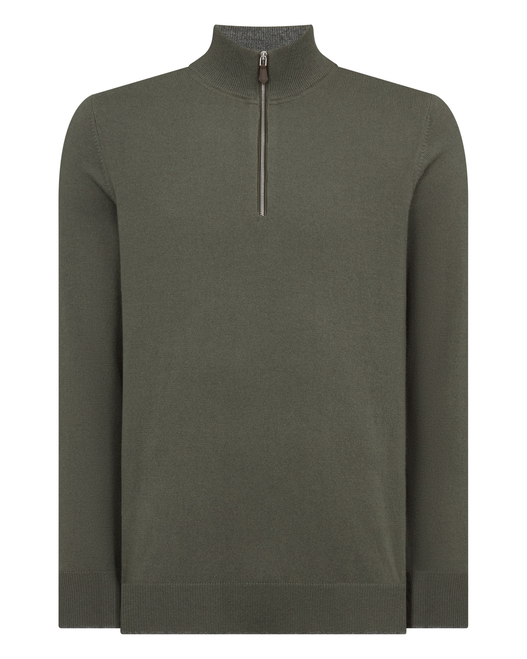 Men's Carnaby Half Zip Cashmere Sweater Olive Green - Image 2