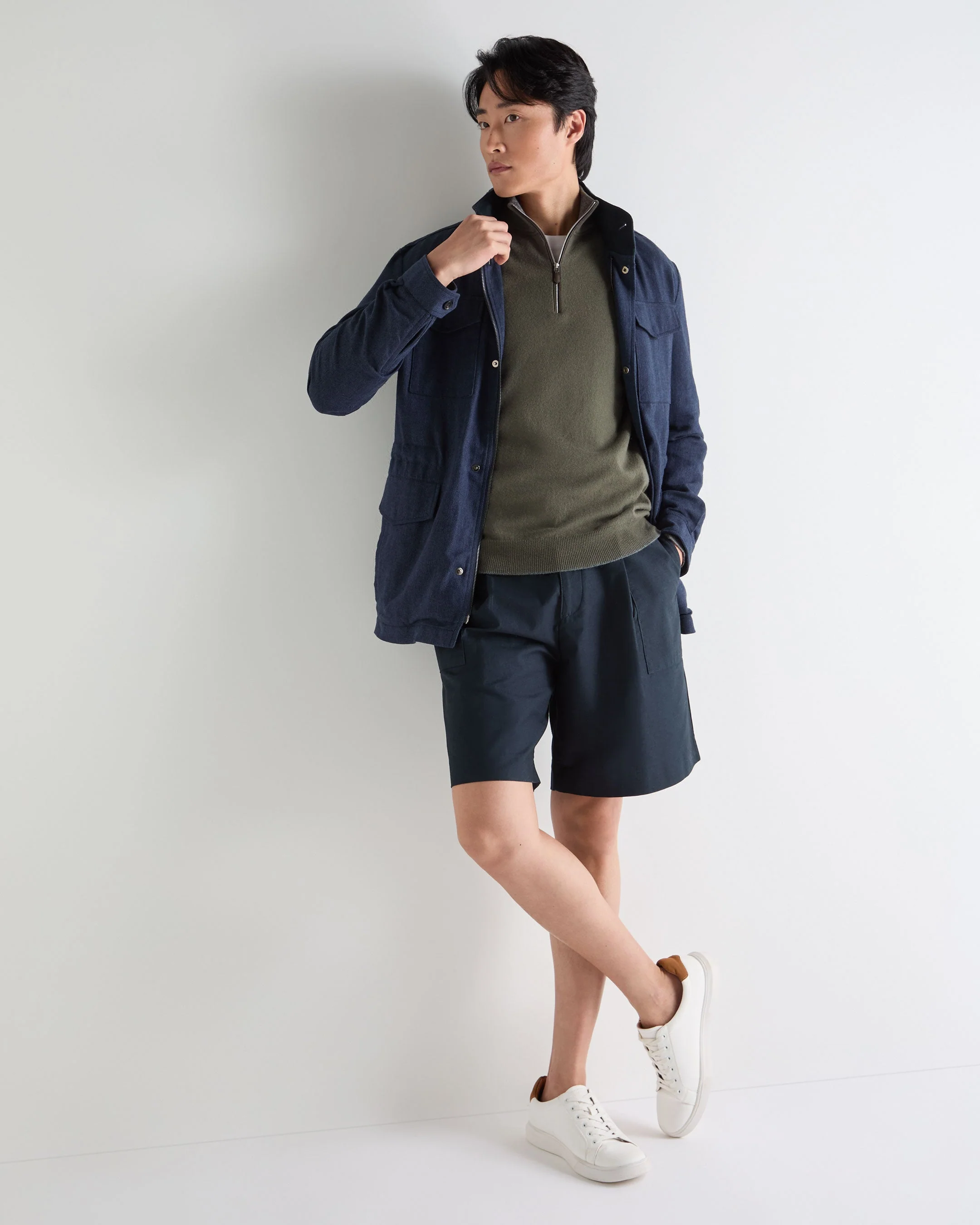 Men's Carnaby Half Zip Cashmere Sweater Olive Green - Image 3