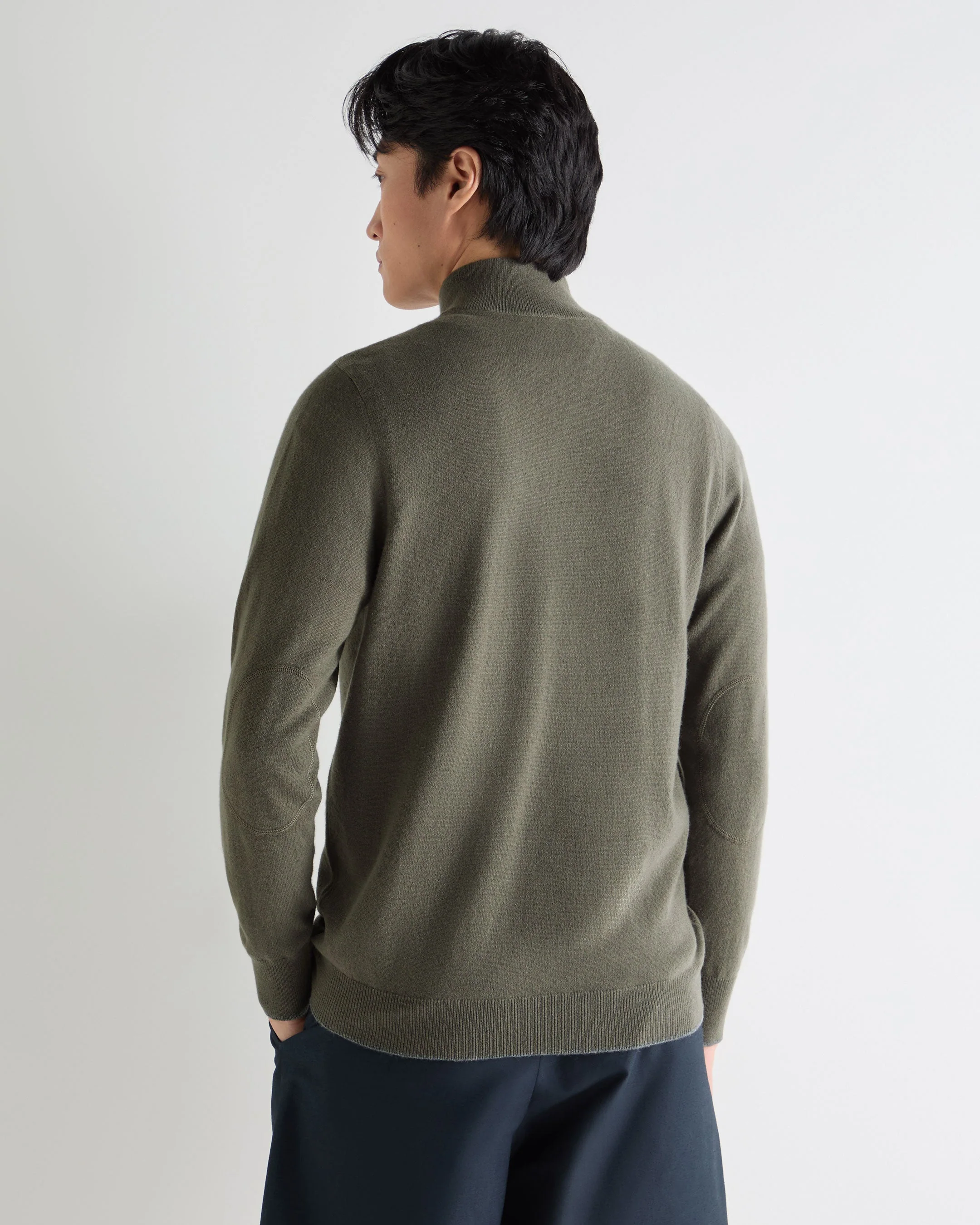 Men's Carnaby Half Zip Cashmere Sweater Olive Green - Image 4