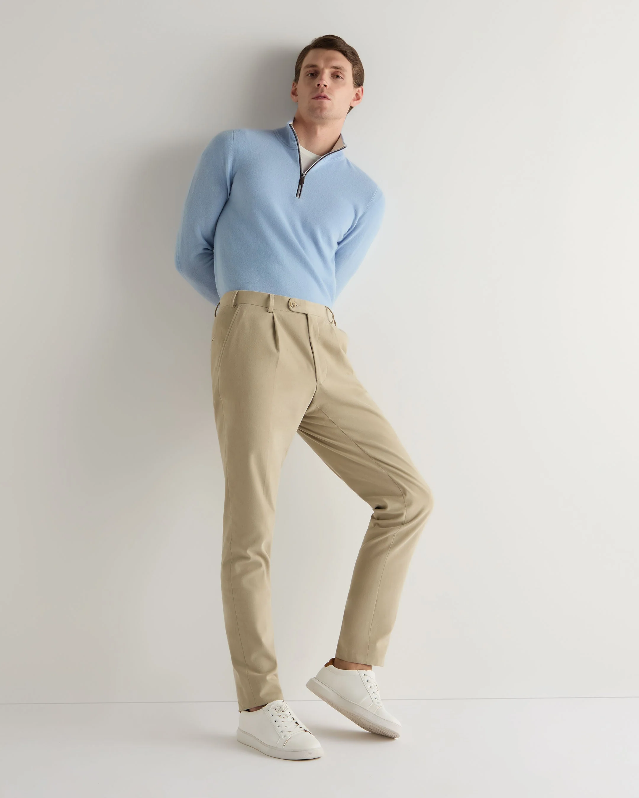 Men's Carnaby Half Zip Cashmere Jumper Sea Mist Blue - Image 3
