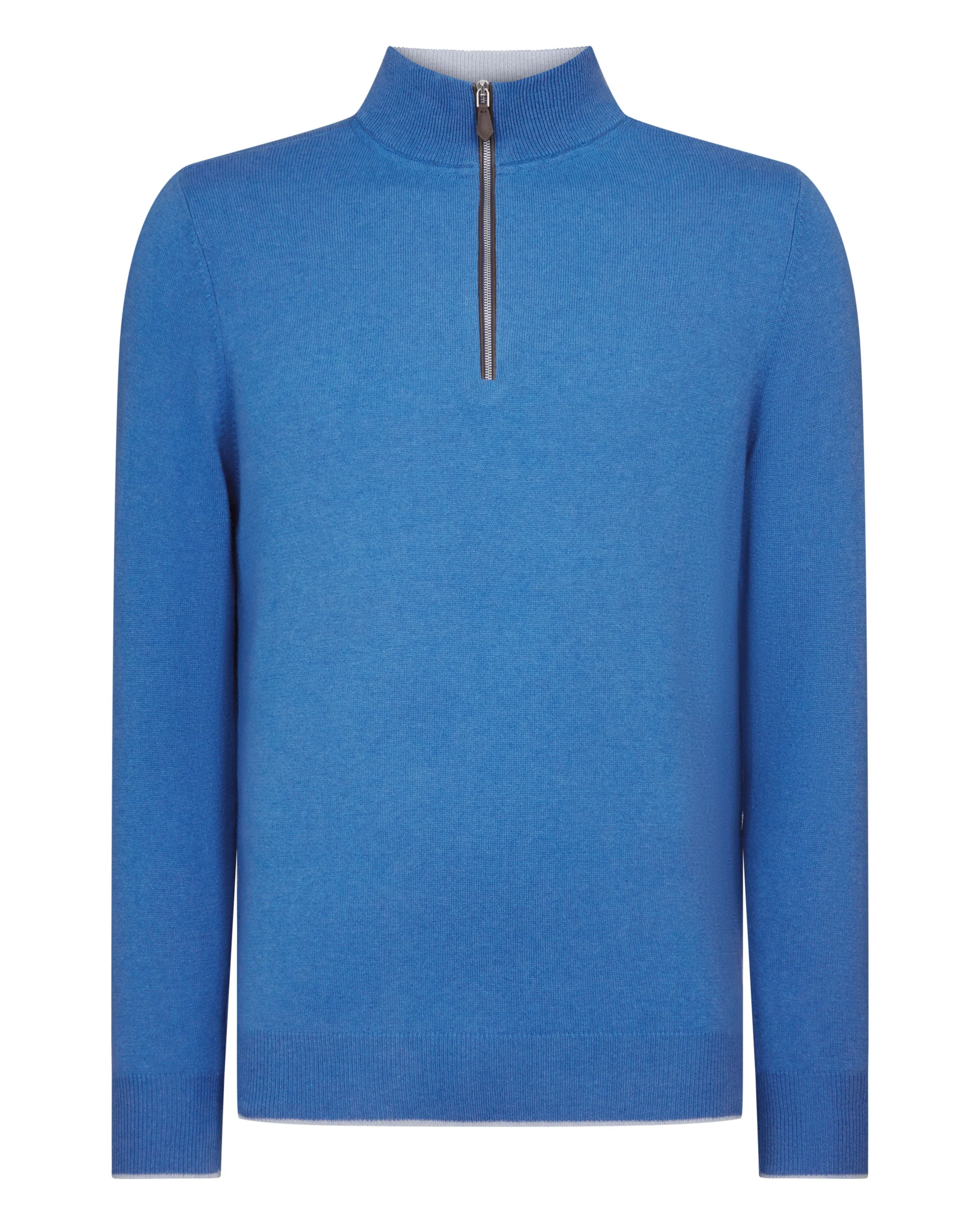 Men's Carnaby Half Zip Cashmere Sweater Sunshine Blue - Image 2