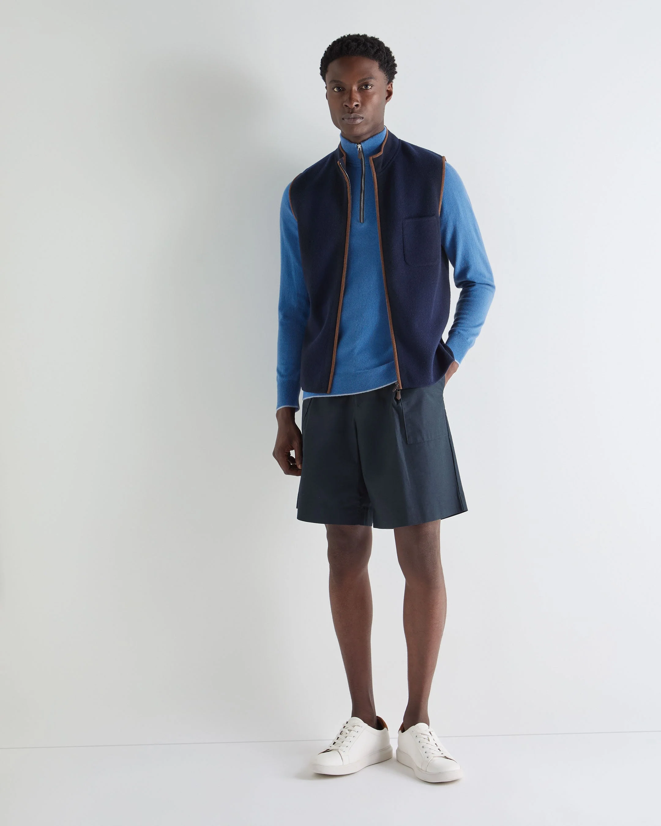 Men's Carnaby Half Zip Cashmere Sweater Sunshine Blue - Image 3