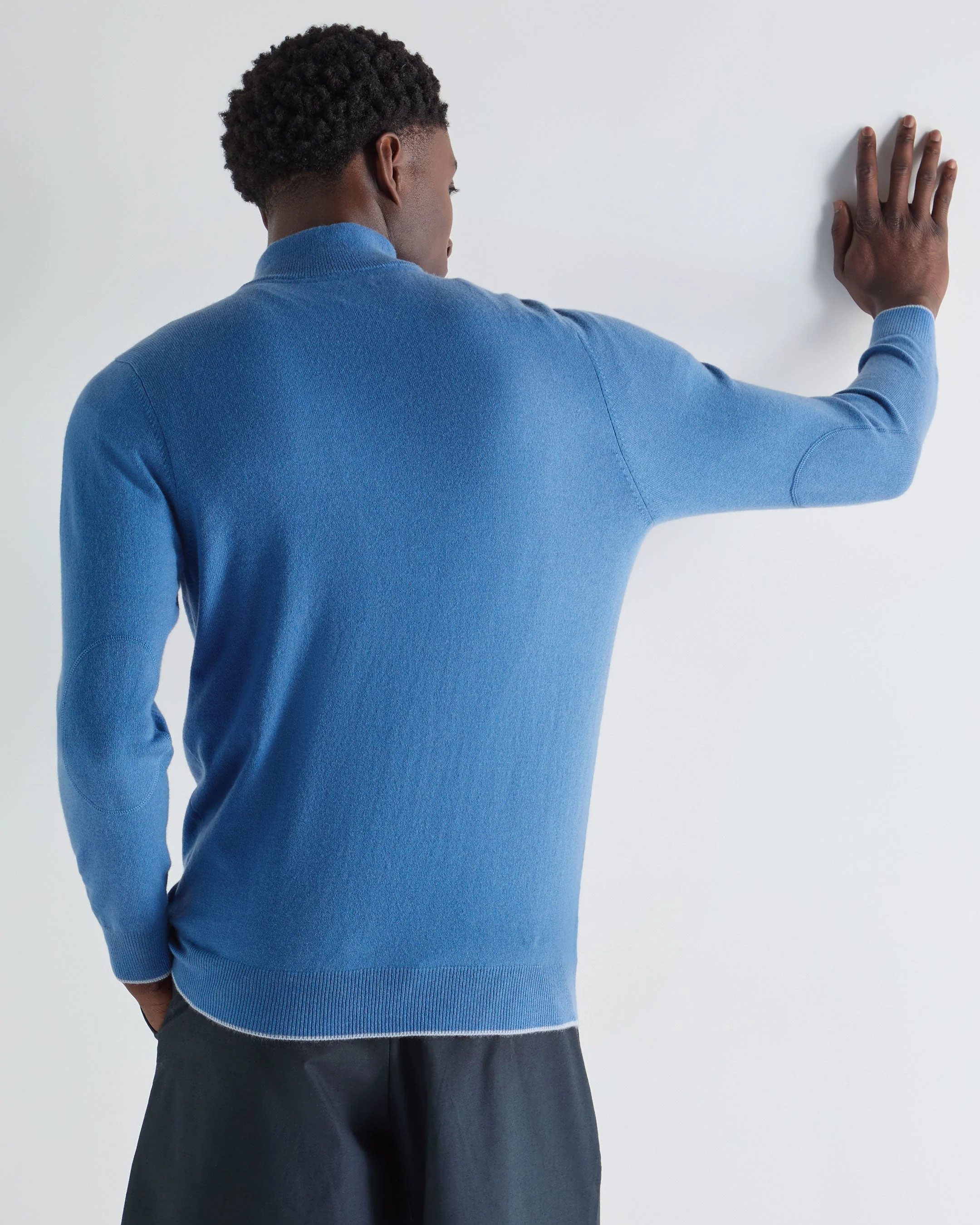 Men's Carnaby Half Zip Cashmere Sweater Sunshine Blue - Image 4