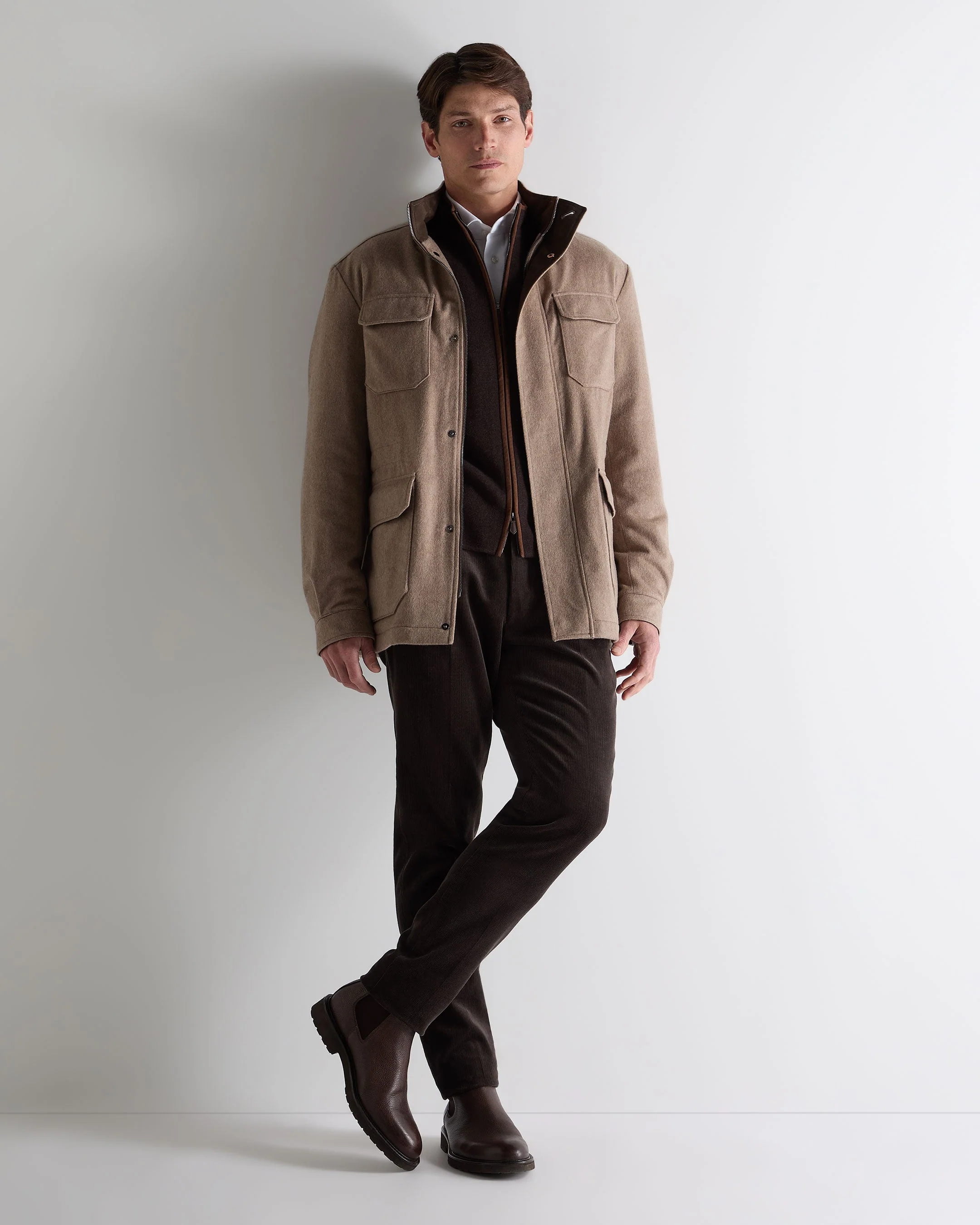 Men's Vale Cashmere Field Jacket Taupe Brown - Image 3